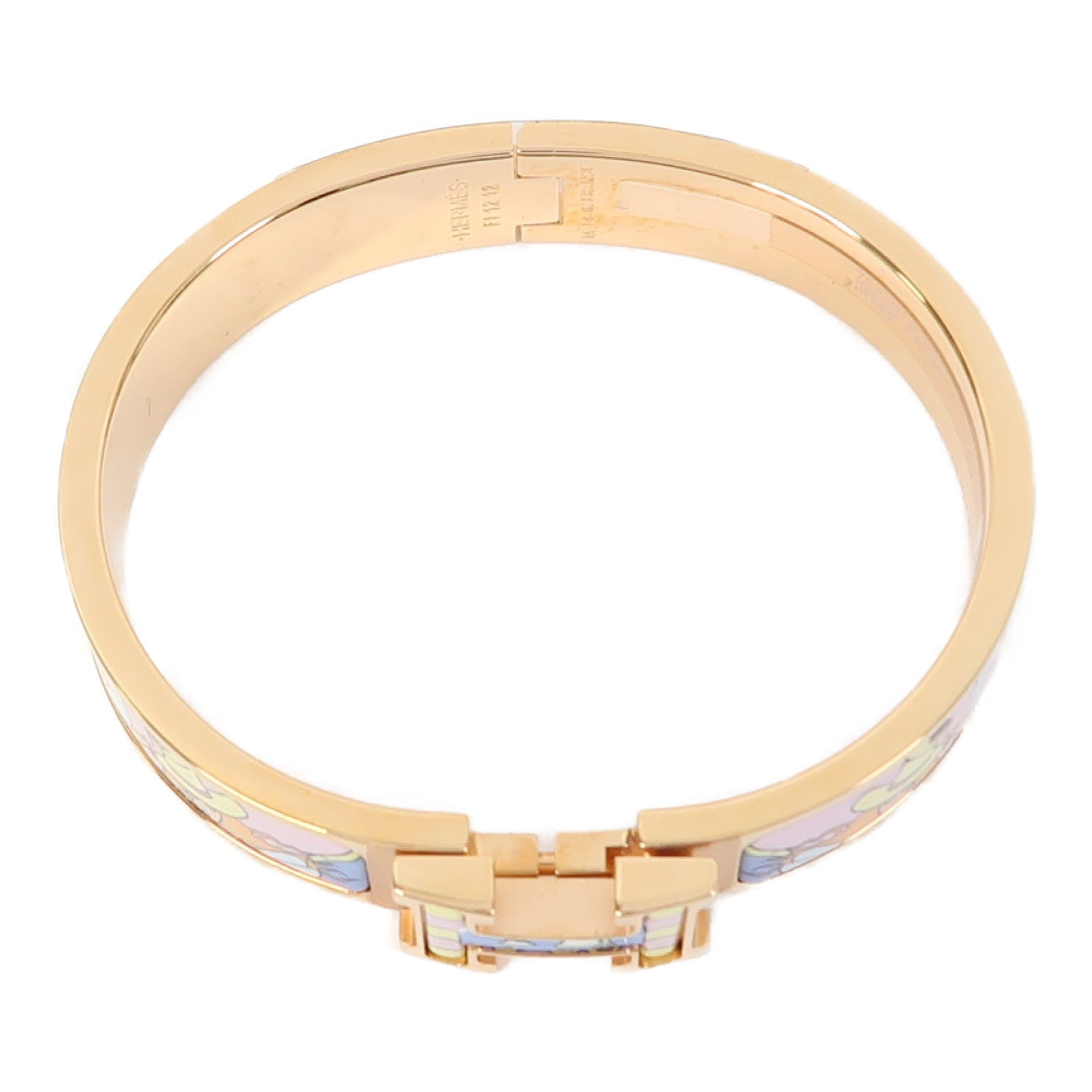 HERMES 金屬Clic H Bracelet手鐲藍色/粉紅色
