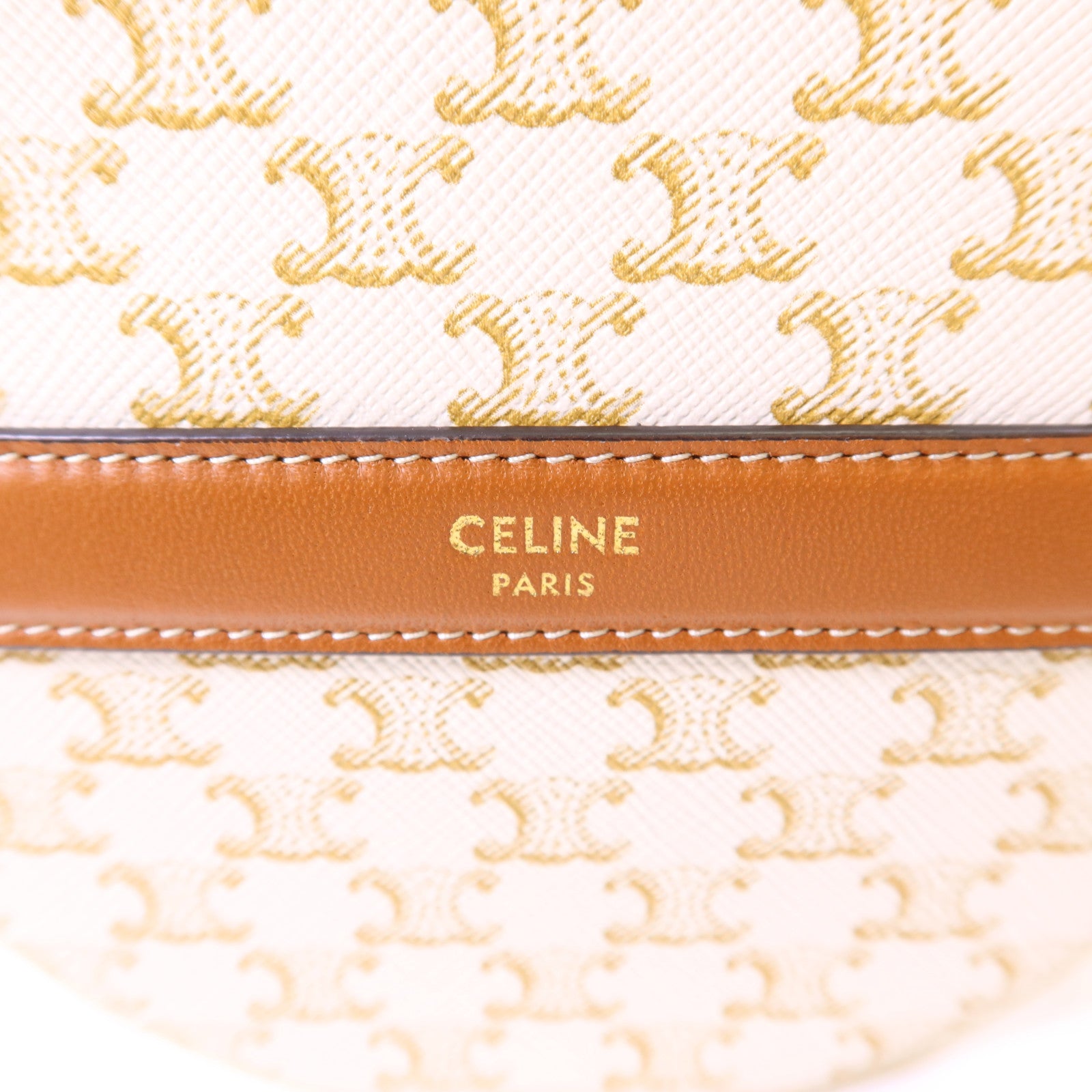 CELINE 塗層帆布Triomphe Round Shoulder Bag金扣肩背袋