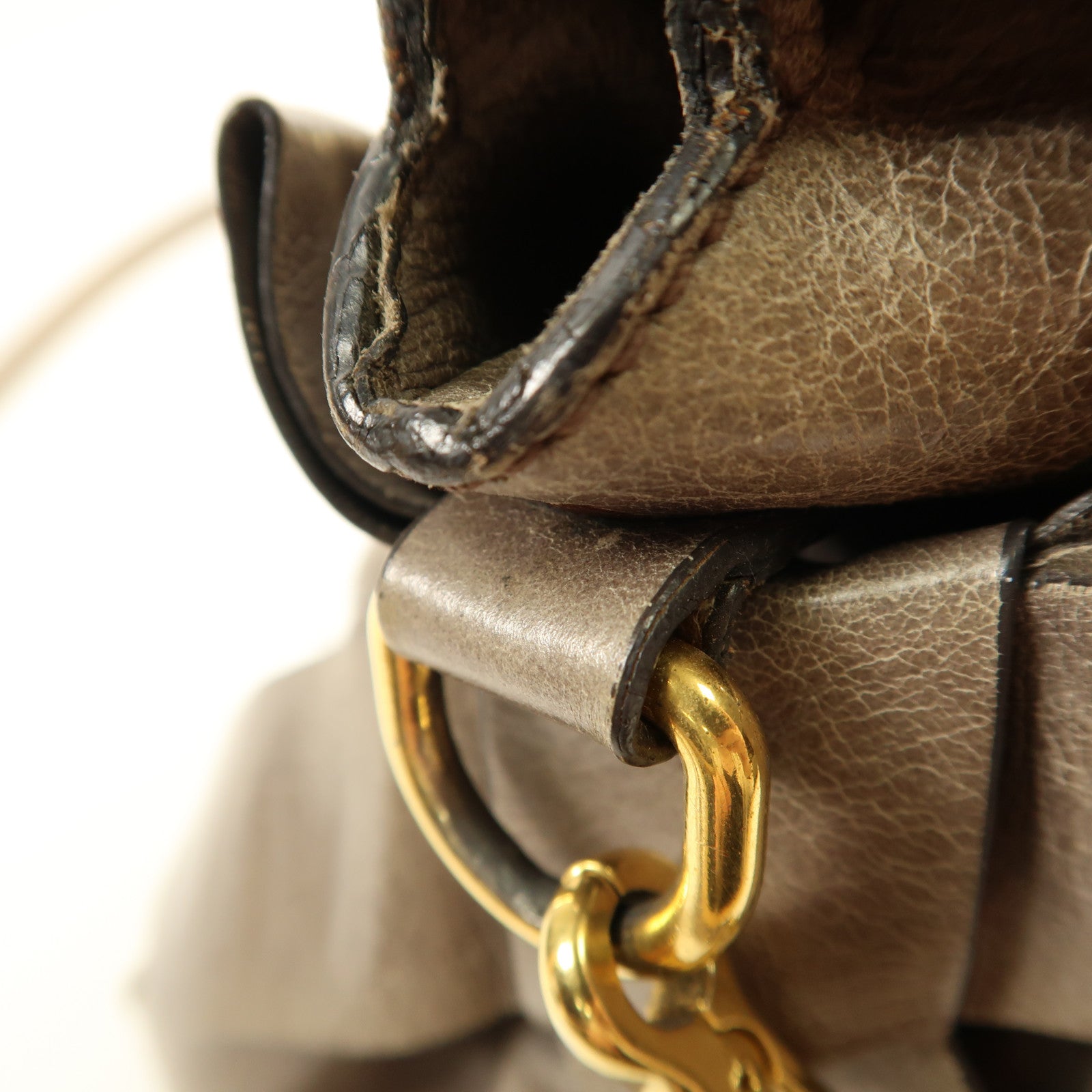 Miu Miu GHW 2 Way Shoulder Bag Calfskin Leather Brown