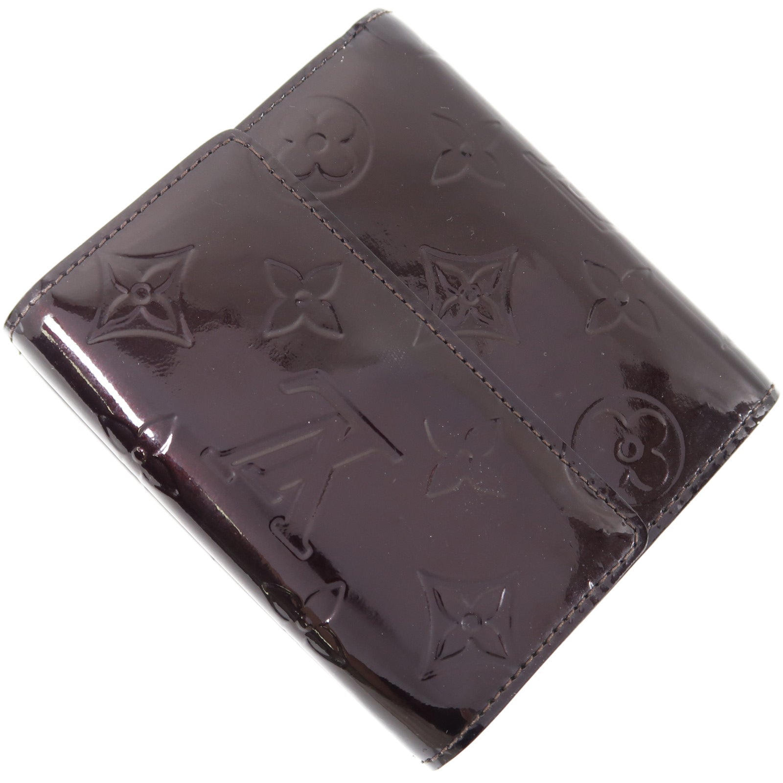 LOUIS VUITTON Vernis Protefeuille Elies金扣錢包酒紅色
