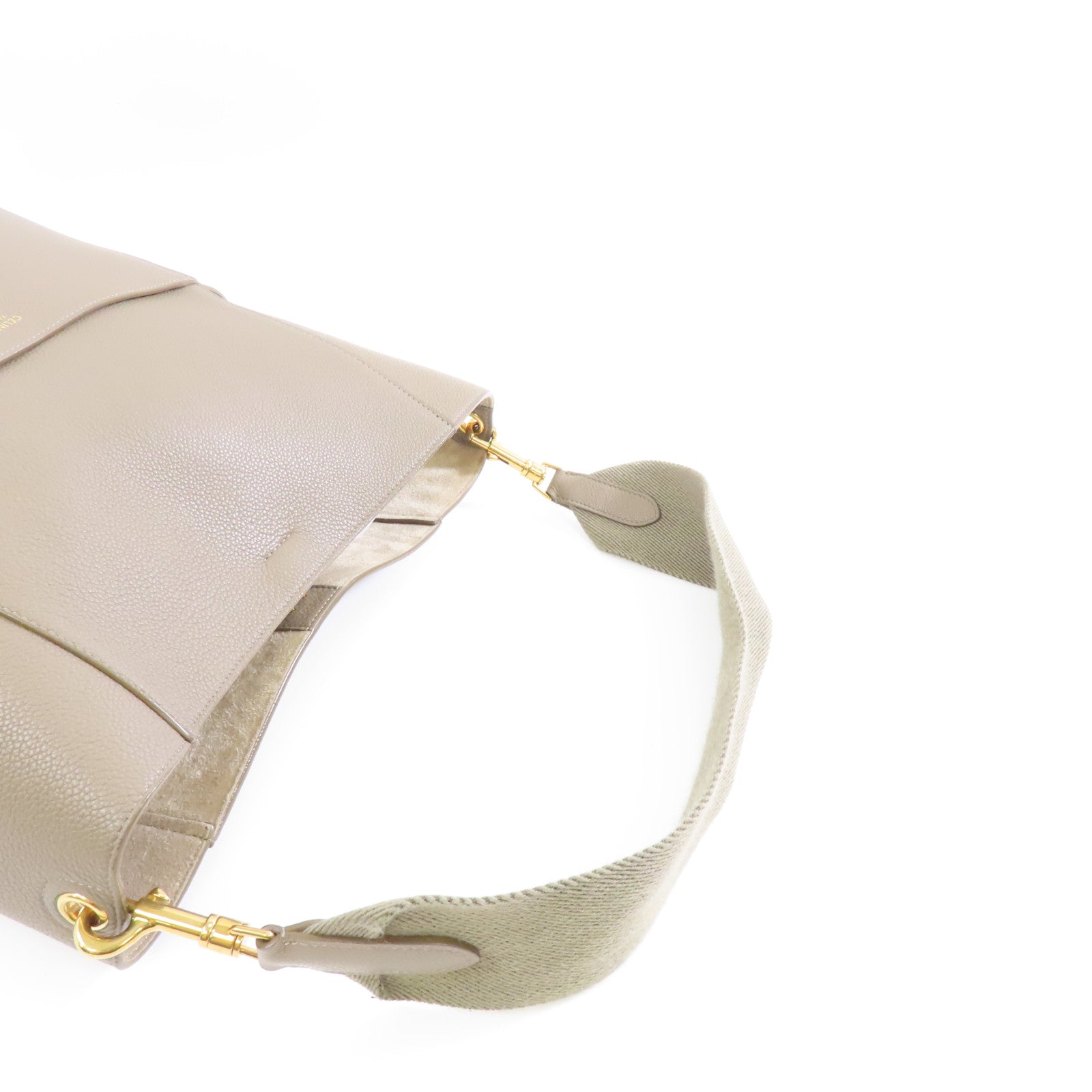 CELINE 牛皮皮革Sangle Bag金扣肩背袋灰色