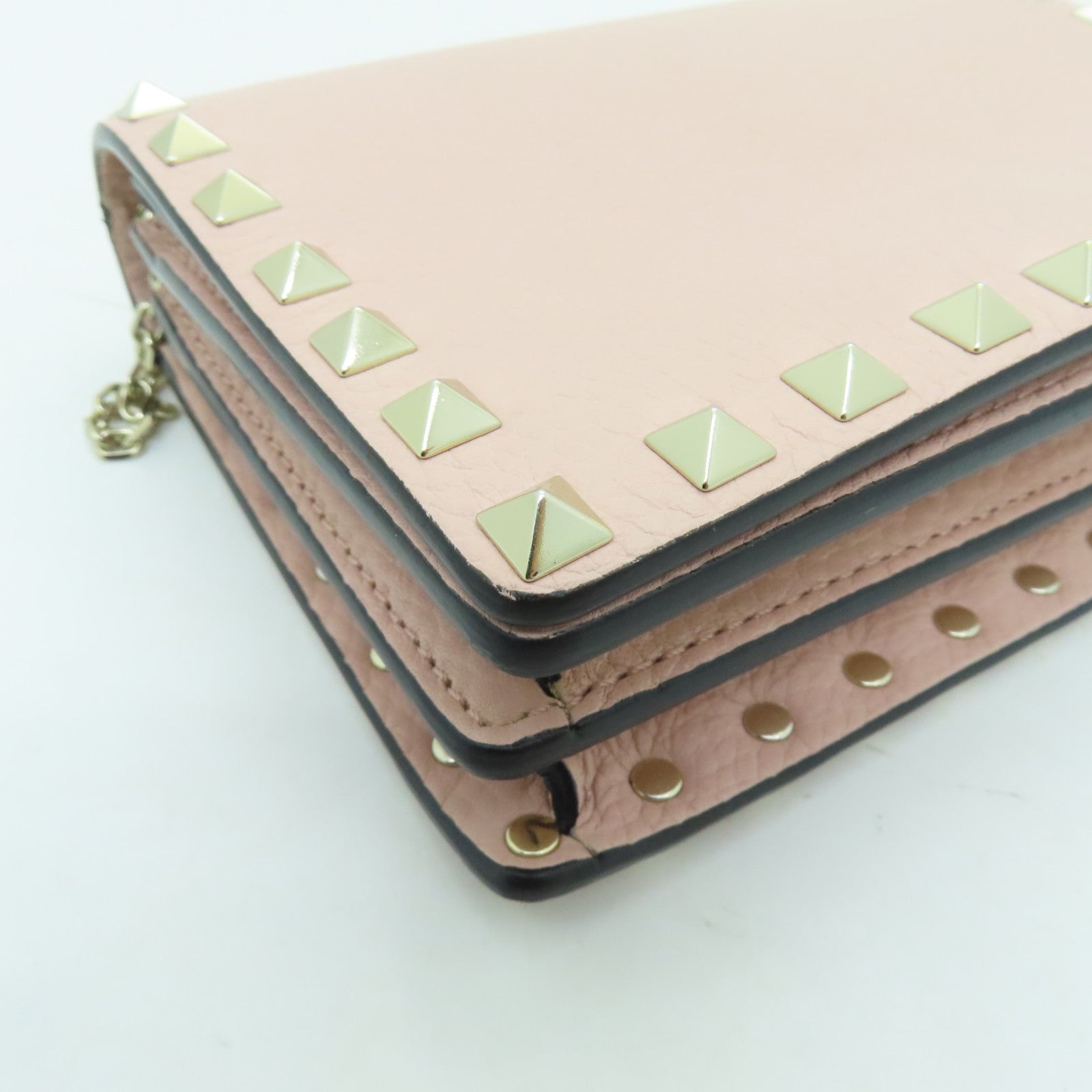 Valentino Leather Chain Shoulder Bag Gold Buckle Chain Shoulder Bag Pink