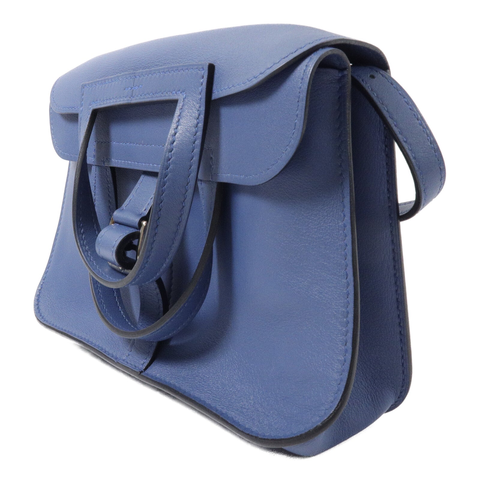 HERMES Swift皮革Mini Halzan手挽肩背兩用袋Bleu Agate