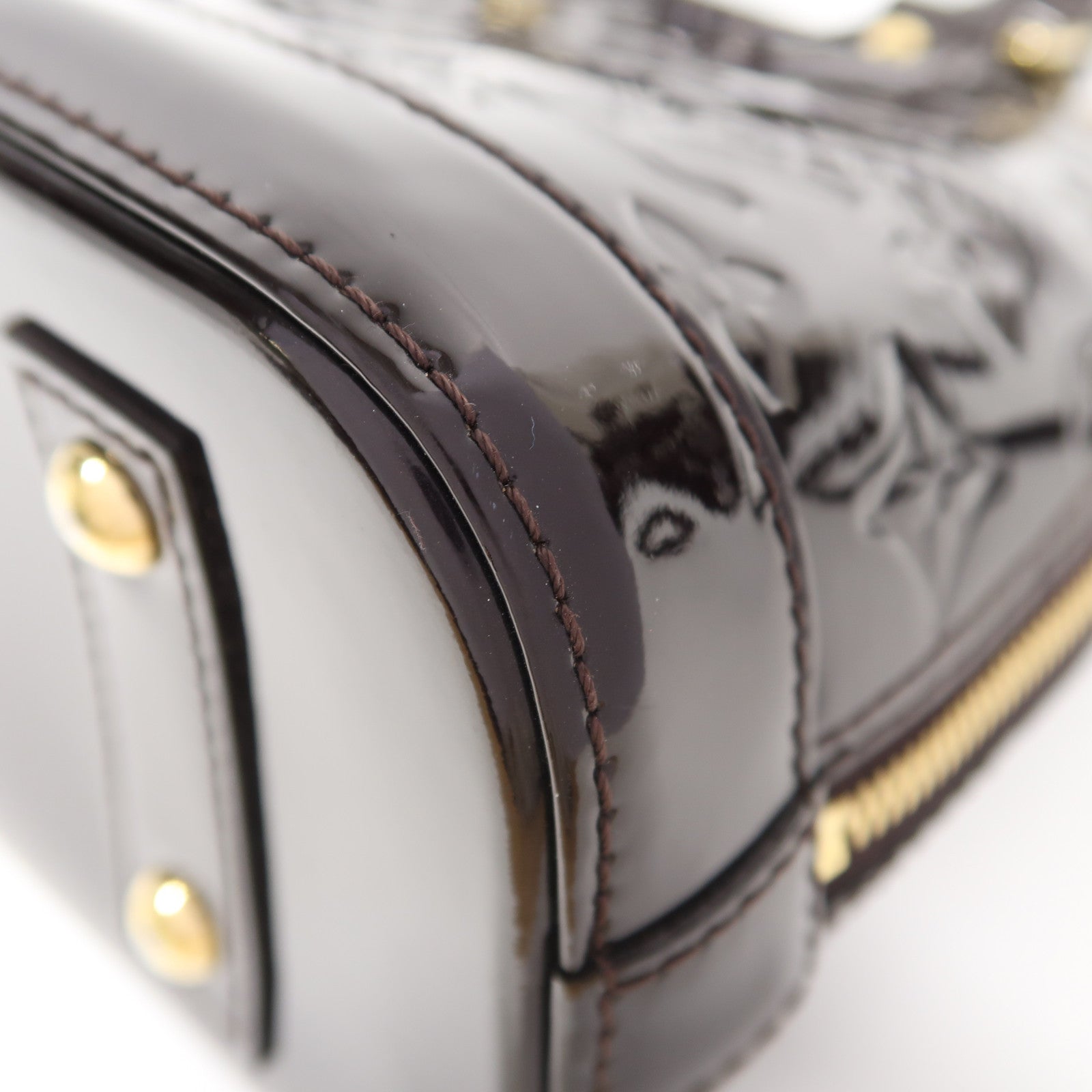 LOUIS VUITTON Monogram Vernis Alma BB金扣手挽肩背兩用袋酒紅色