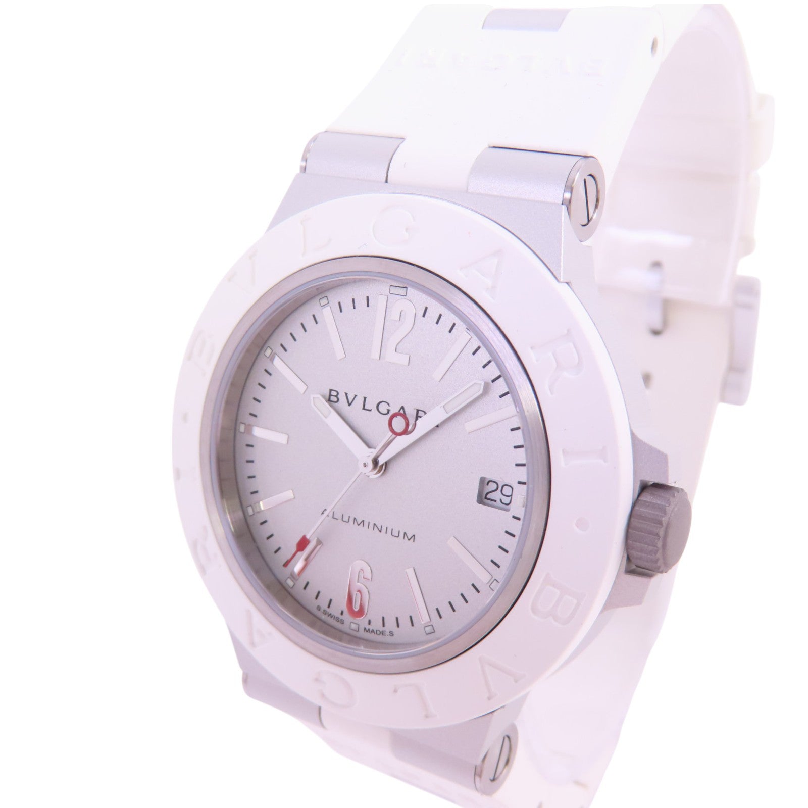BVLGARI Aluminium 40mm BB40AT Automatic Watch Aluminium Rubber Belt