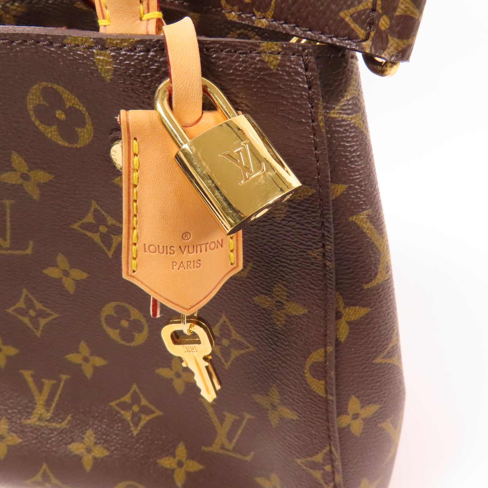LOUIS VUITTON Monogram Montaigne BB金扣手挽肩背兩用袋棕色