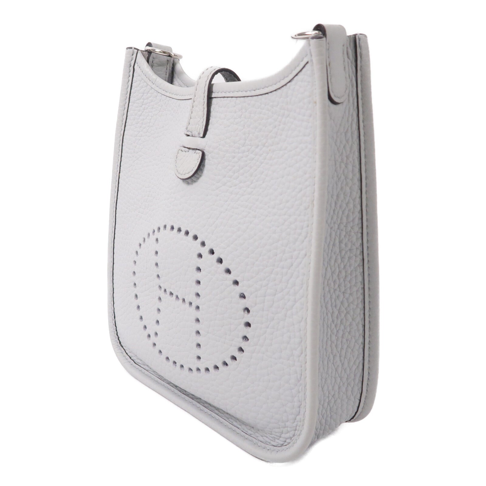 HERMES Clemence皮革Evelyne PM肩背袋Bleu Pale