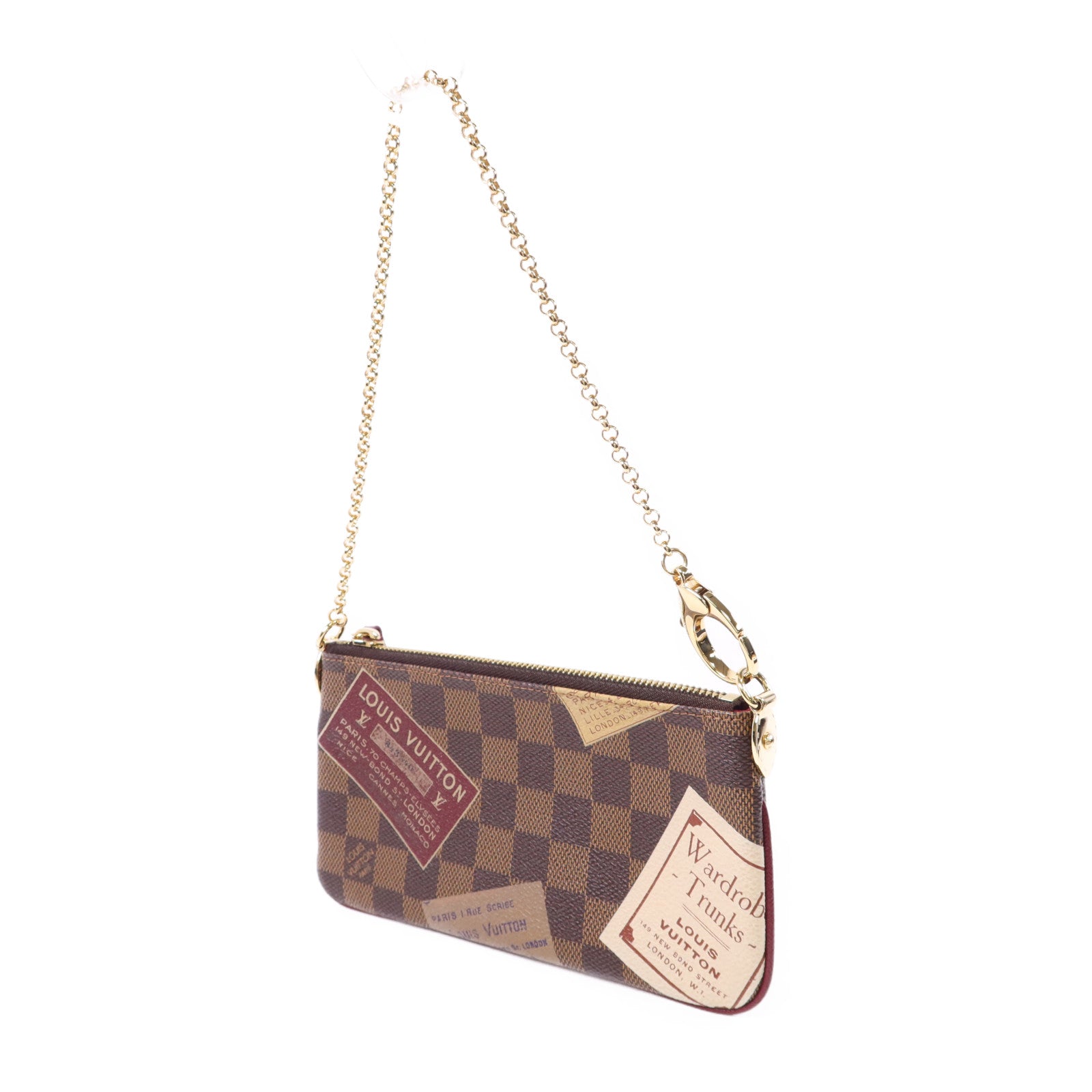 LOUIS VUITTON Damier Pochette Milla MM金扣鏈帶肩背袋