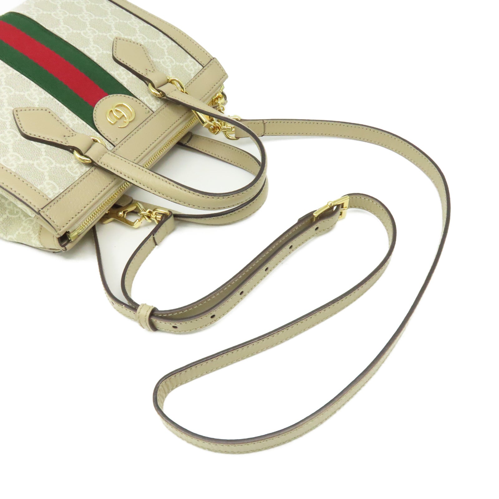 GUCCI 【激減優惠】塗層帆布Ophidia GG 2Way Shoulder Bag手挽肩背兩用袋杏色