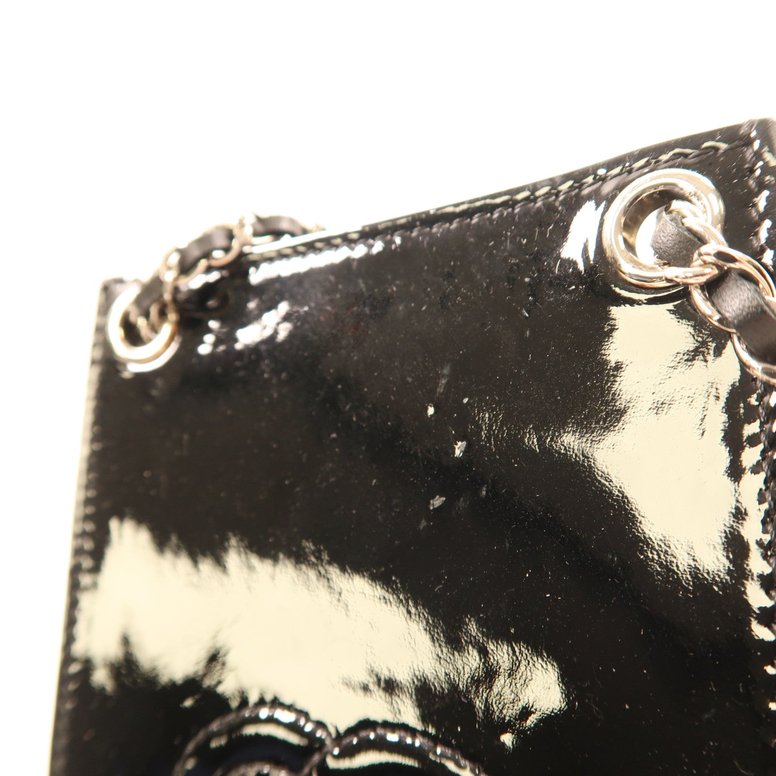 CHANEL 漆皮皮革Chain Shoulder金扣鏈帶肩背袋