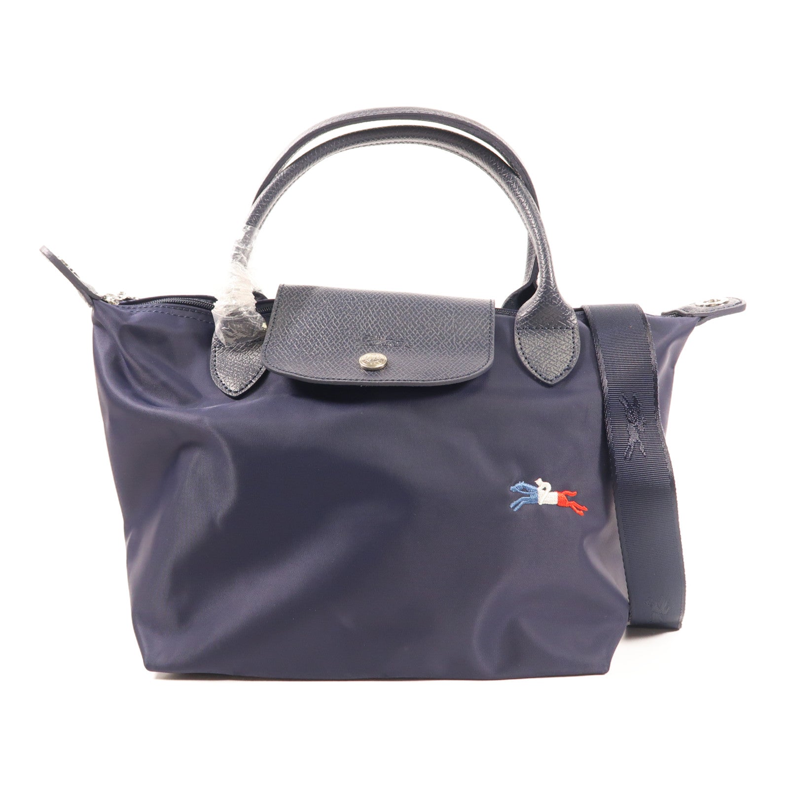 Longchamp 尼龍Le Pliage Collection銀扣手挽肩背兩用袋
