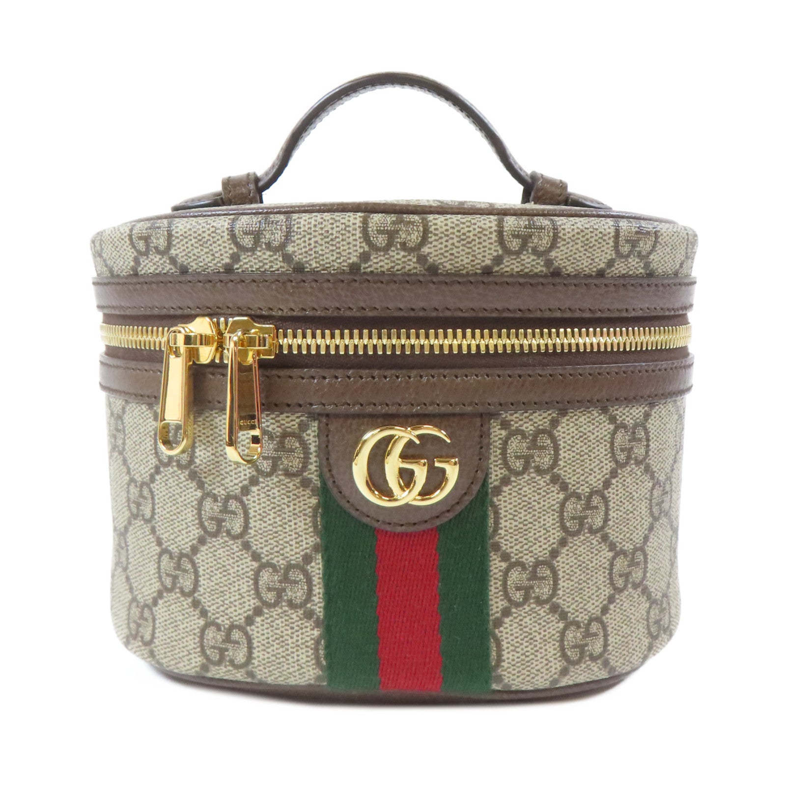 GUCCI 塗層帆布Ophidia GG Supreme Vanity Case金扣手挽袋啡色