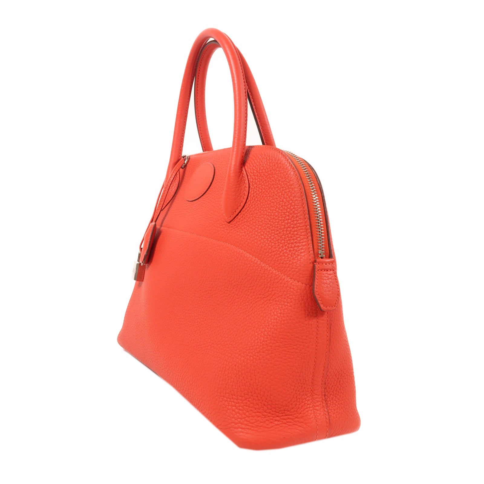 HERMES Clemence皮革Bolide 31銀扣手挽肩背兩用袋紅色