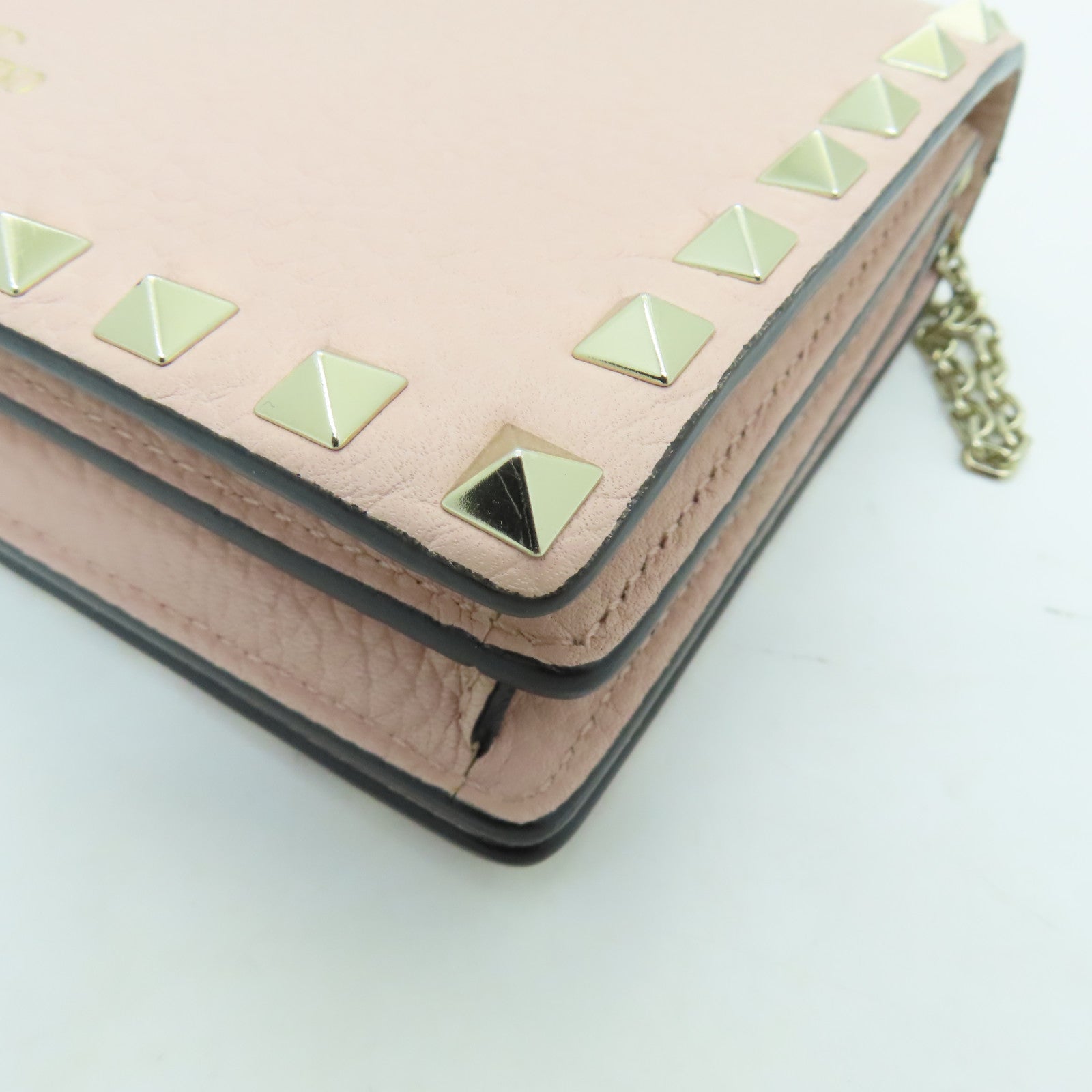 Valentino Leather Chain Shoulder Bag Gold Buckle Chain Shoulder Bag Pink