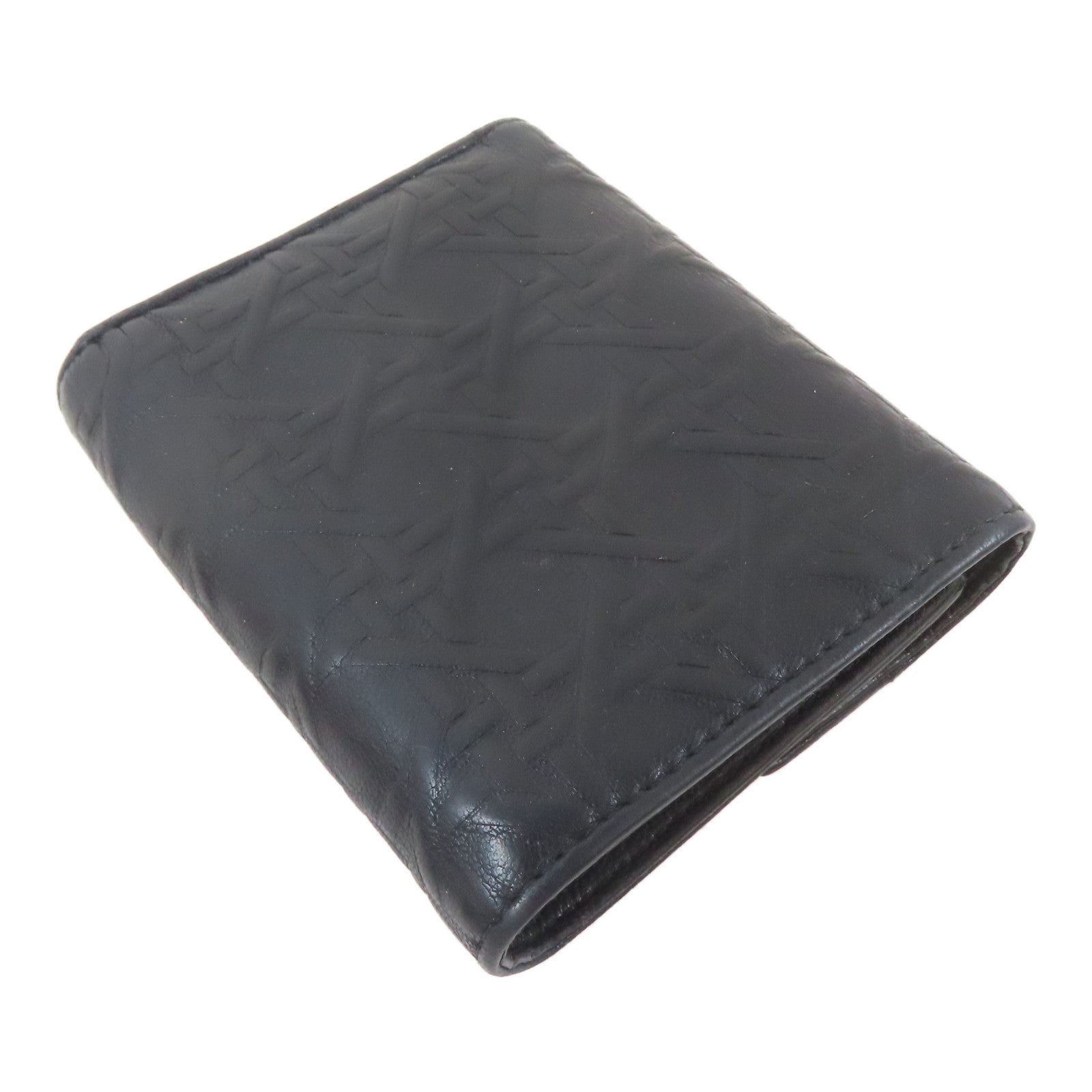 Dior 牛皮皮革Trifold Wallet銀扣錢包黑色