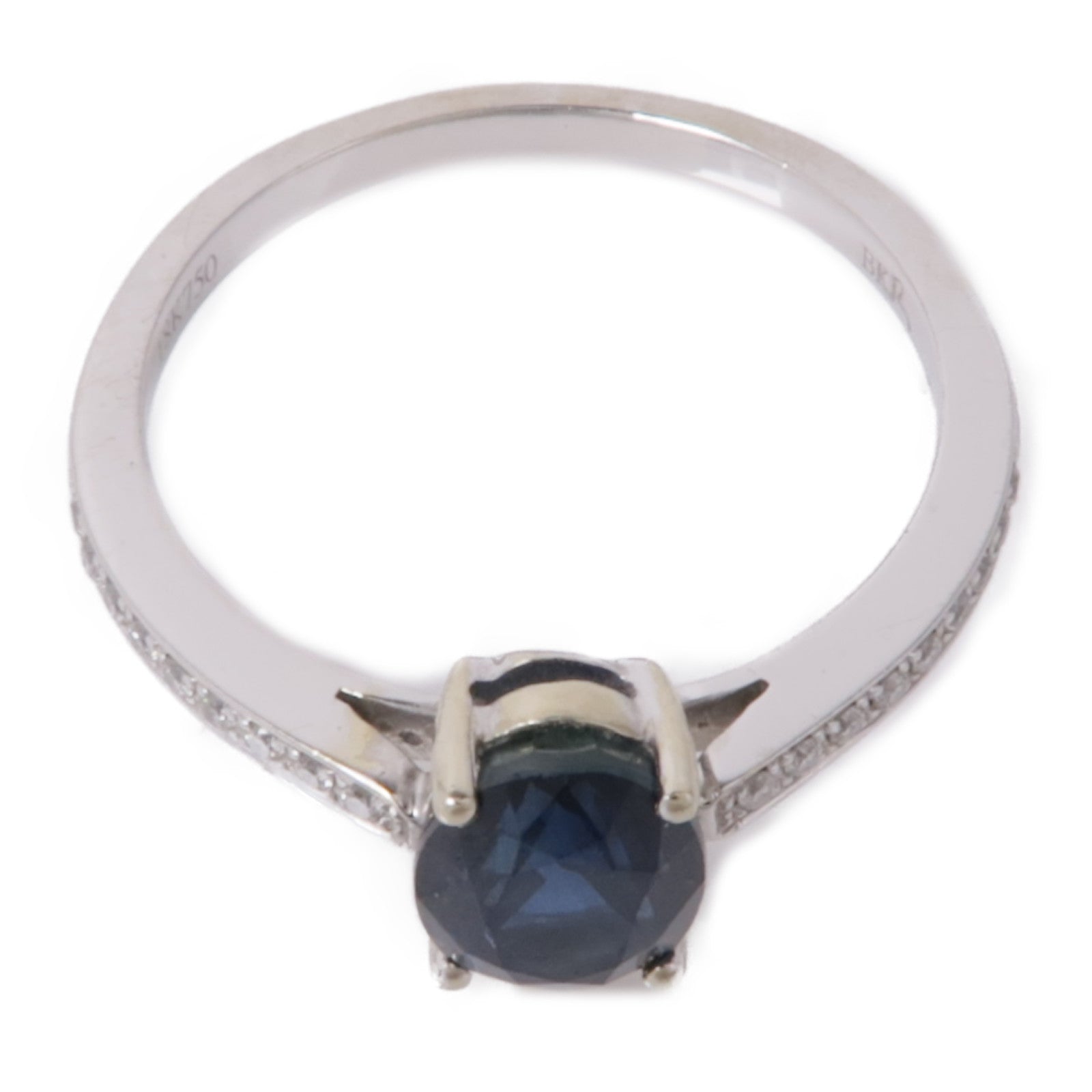 JEWELRY 18K白金Blue Sapphire/Diamond Ring藍寶石/鑽石戒指US#7.5