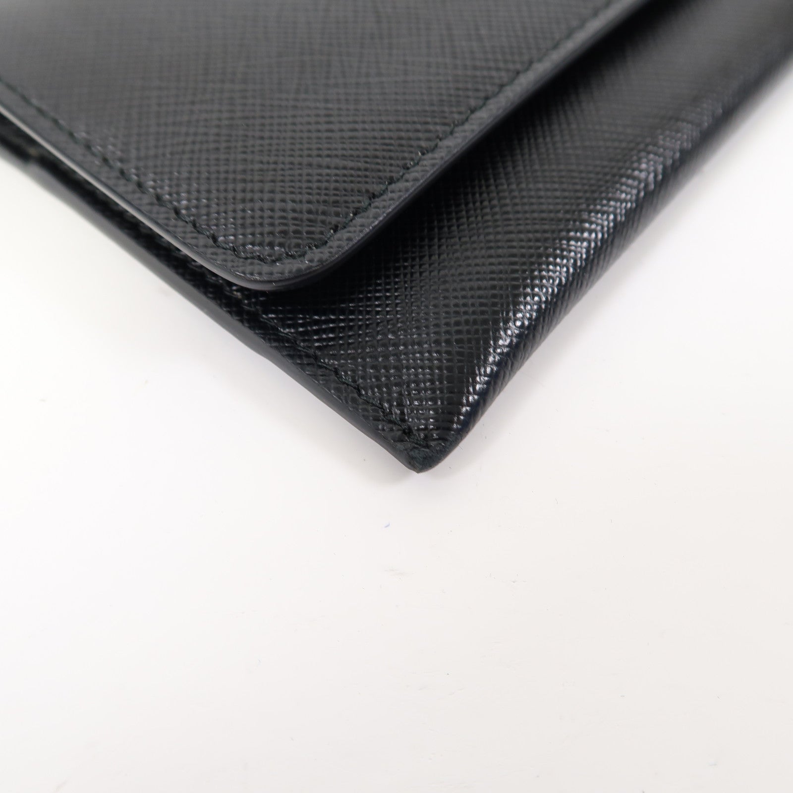 PRADA 牛皮皮革Card Case金扣卡片套黑色