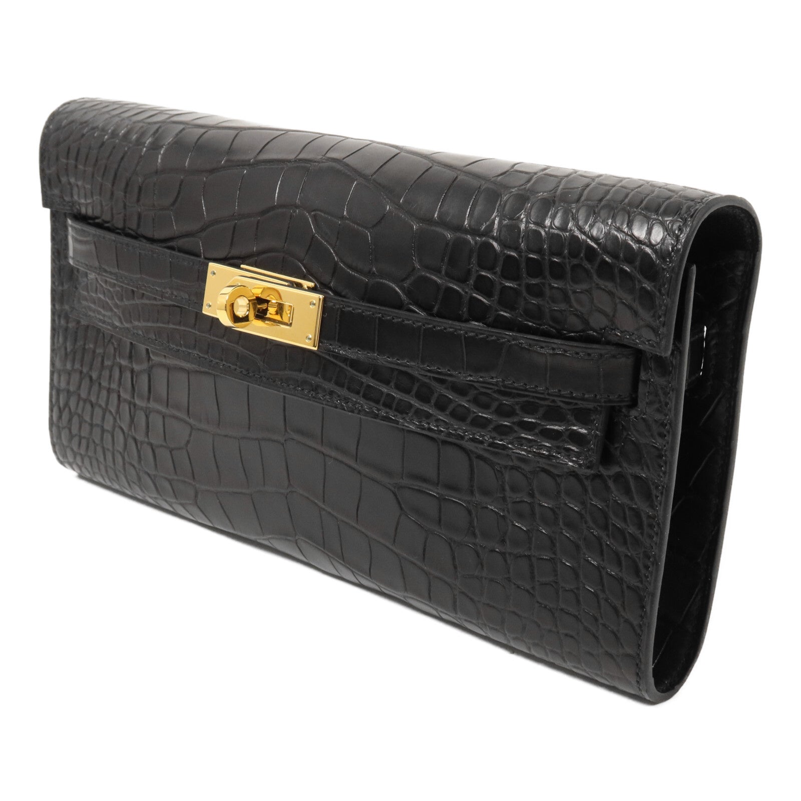 HERMES 鱷魚皮革Kelly To Go肩背袋Noir
