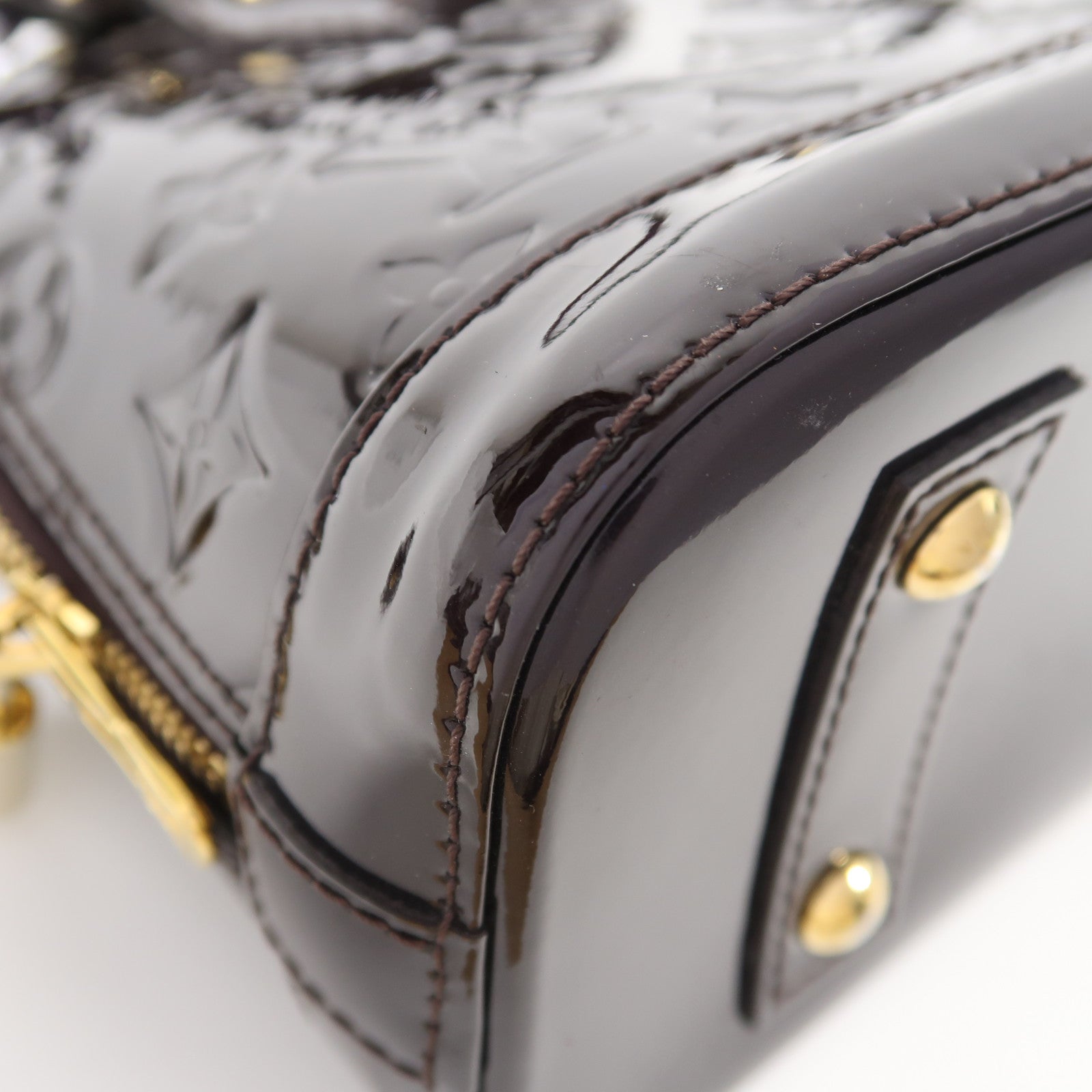 LOUIS VUITTON Monogram Vernis Alma BB金扣手挽肩背兩用袋酒紅色