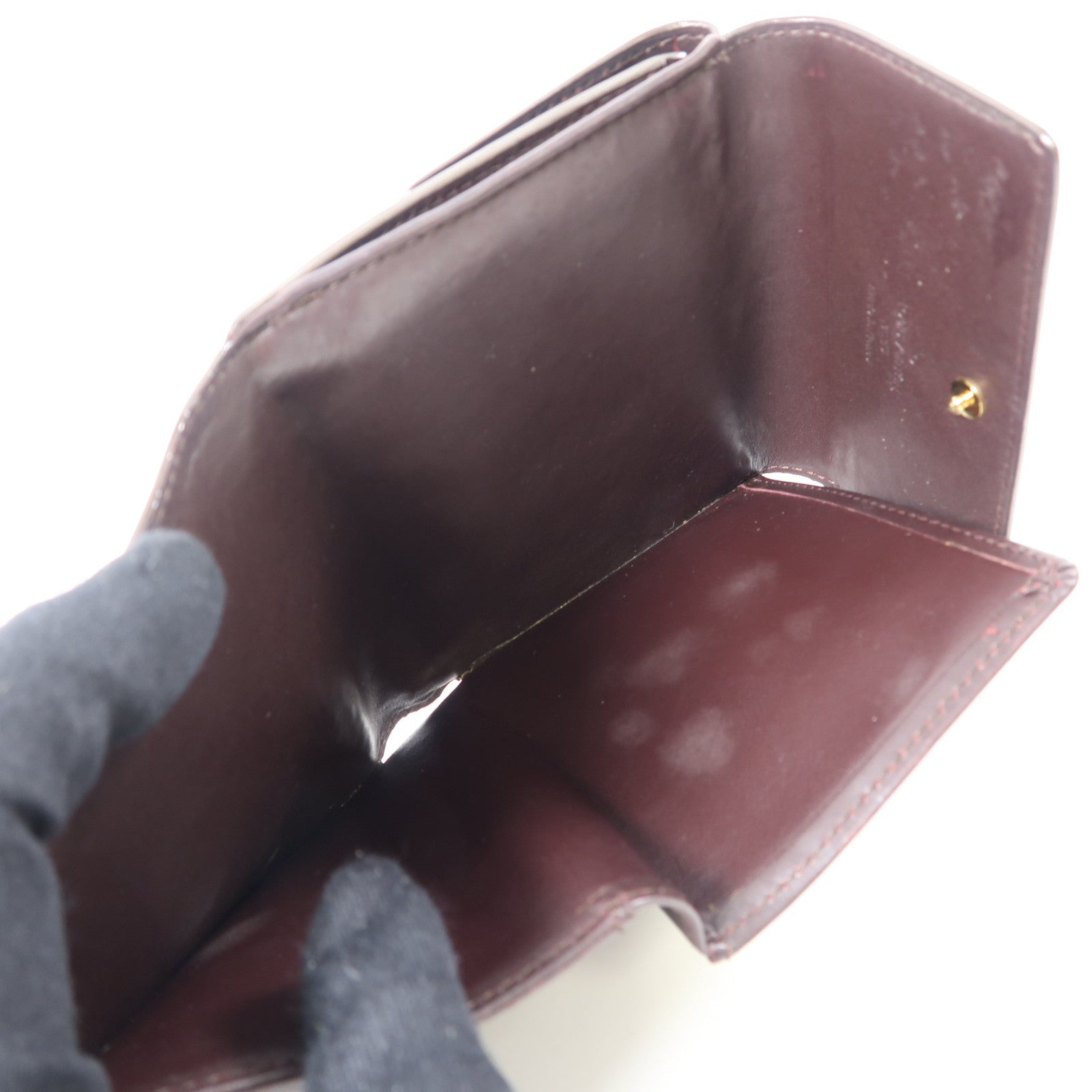 LOUIS VUITTON Vernis Protefeuille Elies金扣錢包酒紅色