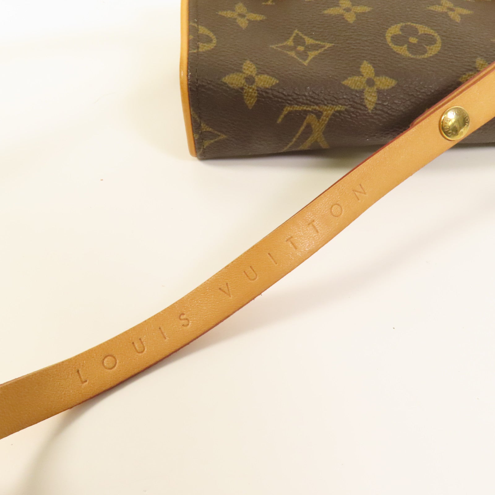 LOUIS VUITTON Monogram Pochette Florentine金扣腰包棕色