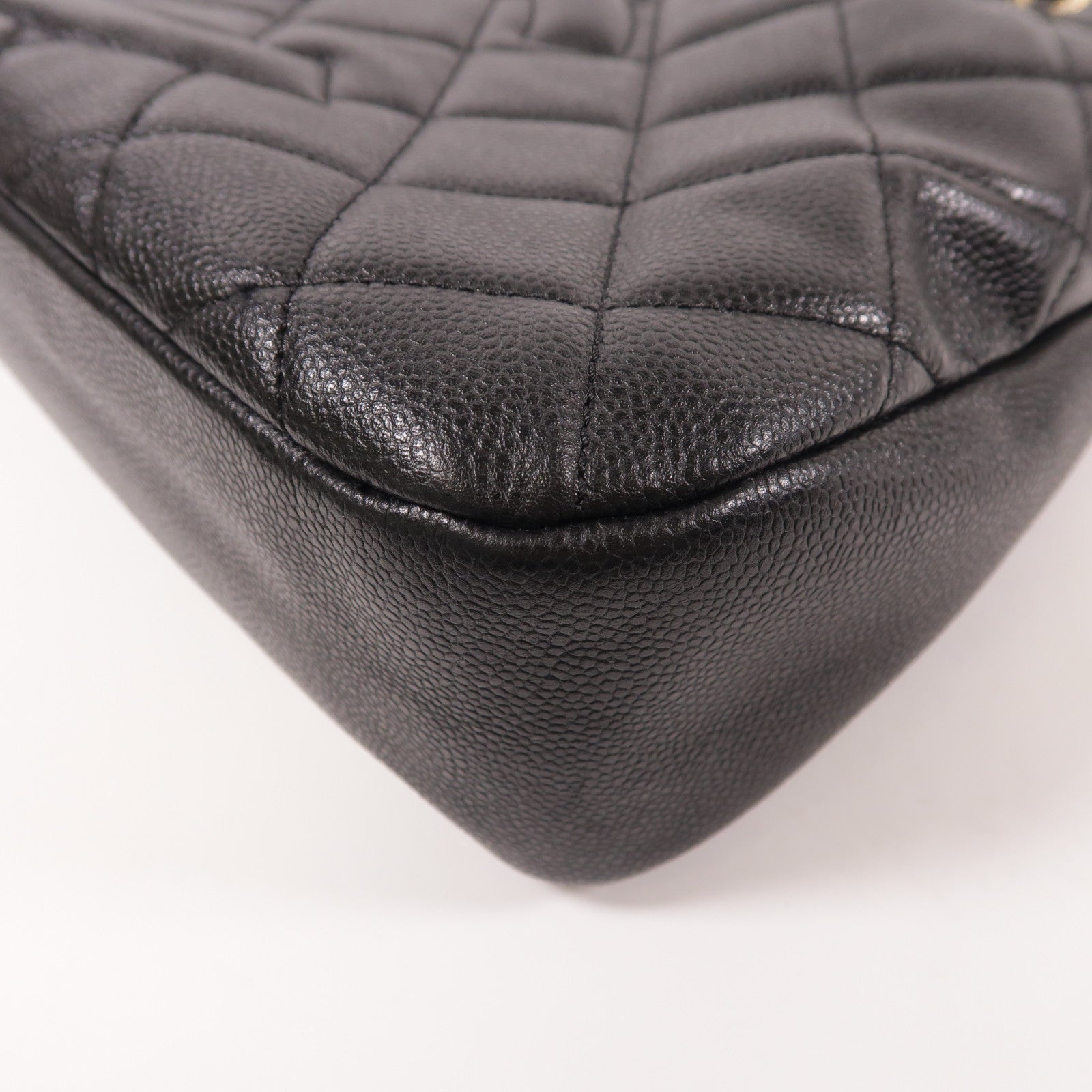 CHANEL CC GHW Tote Bag Chain Calfskin Leather 672927 Black