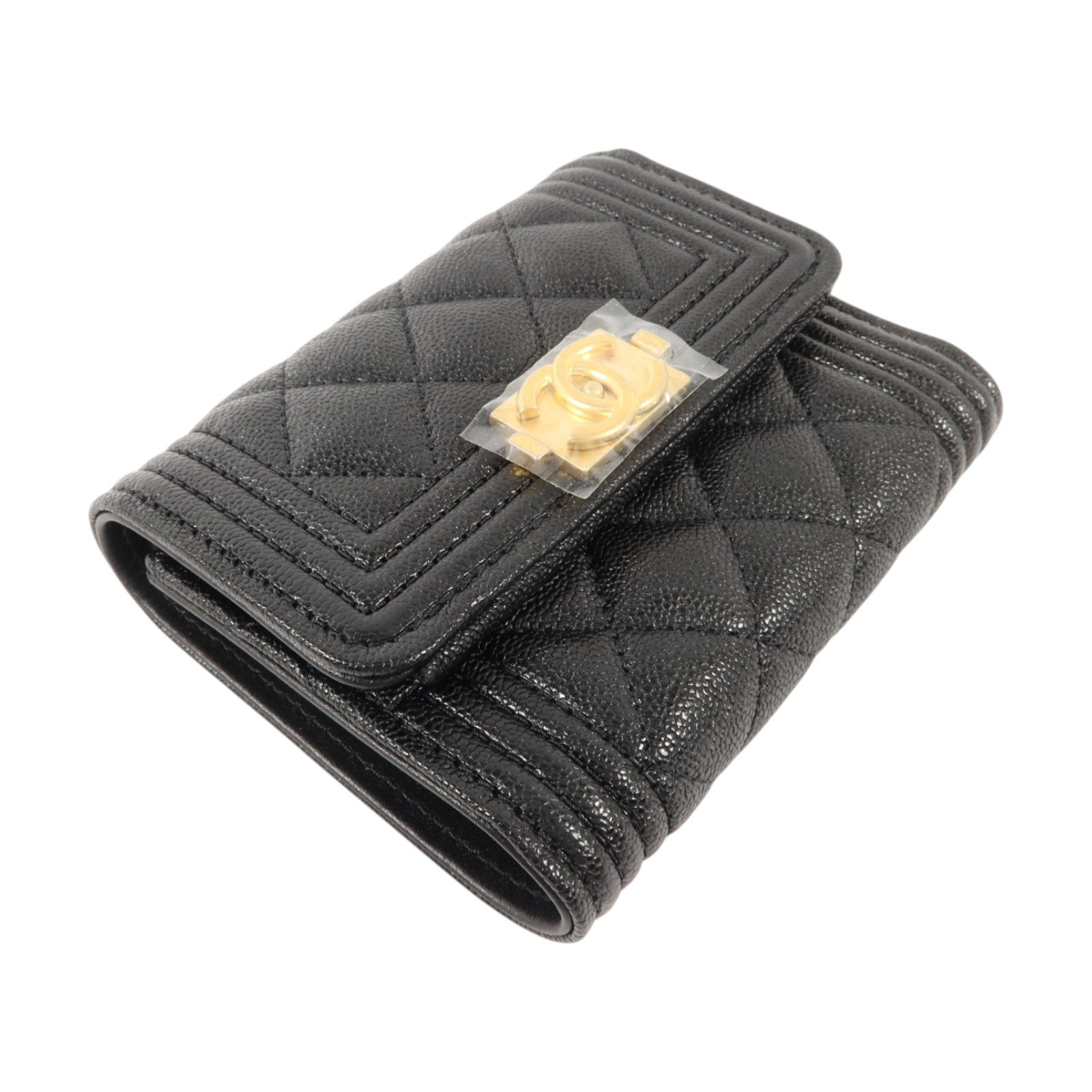 CHANEL 牛皮皮革Boy Chanel Small Flap Wallet金扣錢包