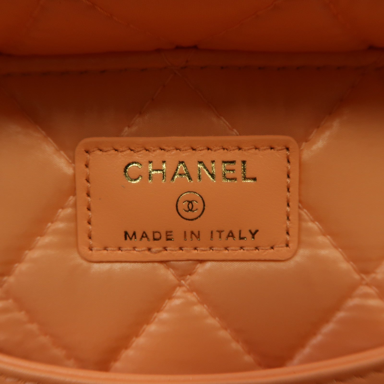 CHANEL 【激減優惠】菱格Caviar皮革Vanity Case銀扣化妝箱手袋橙色