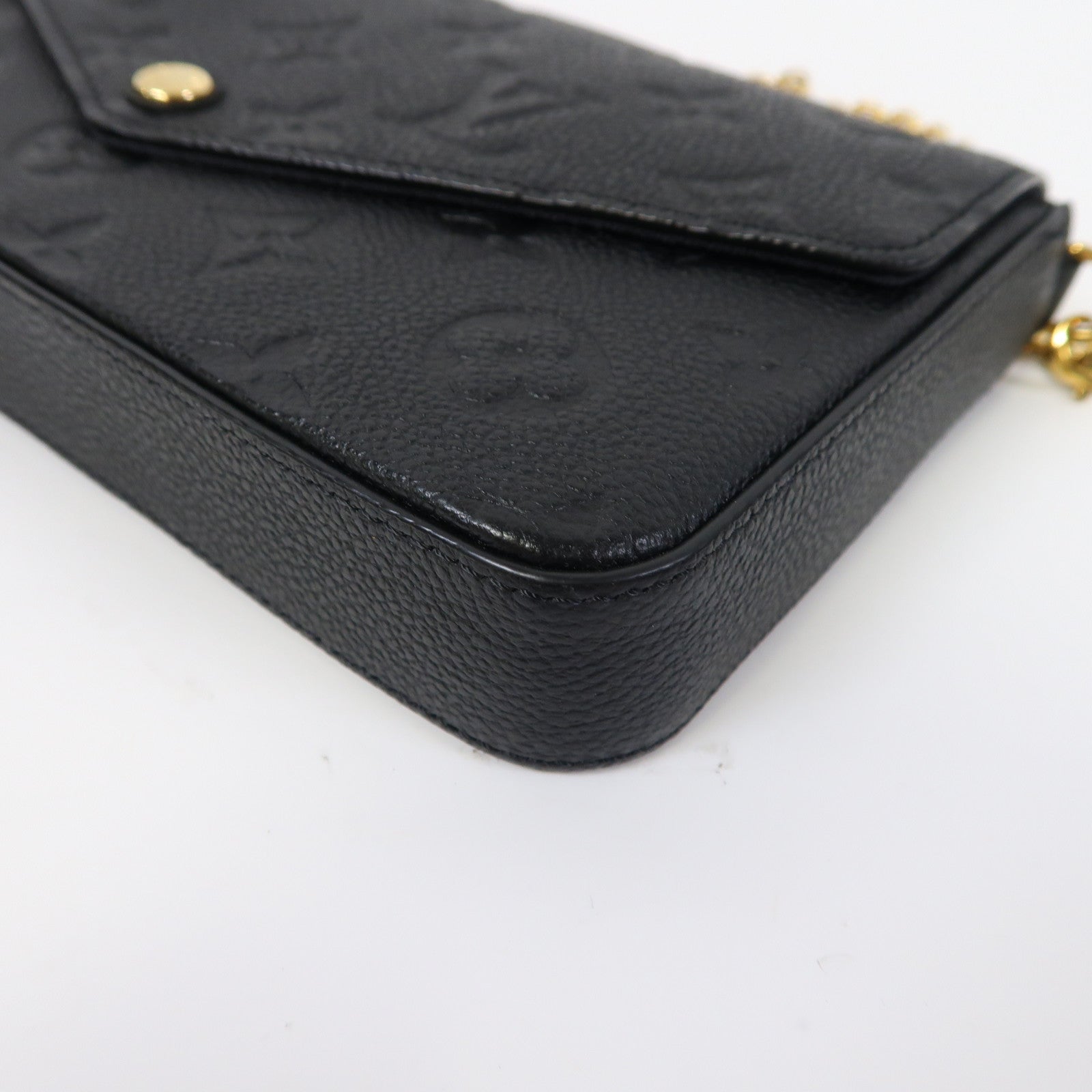 LOUIS VUITTON Monogram Empreinte Felicie Pochette金扣鏈帶肩背袋黑色