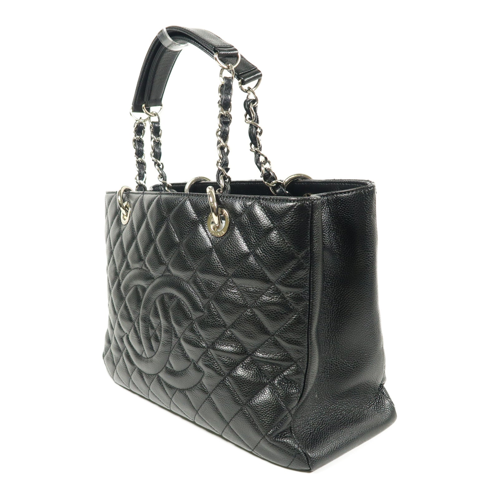 CHANEL 牛皮皮革GST Grand Shopping Tote Bag銀扣鏈帶肩背袋