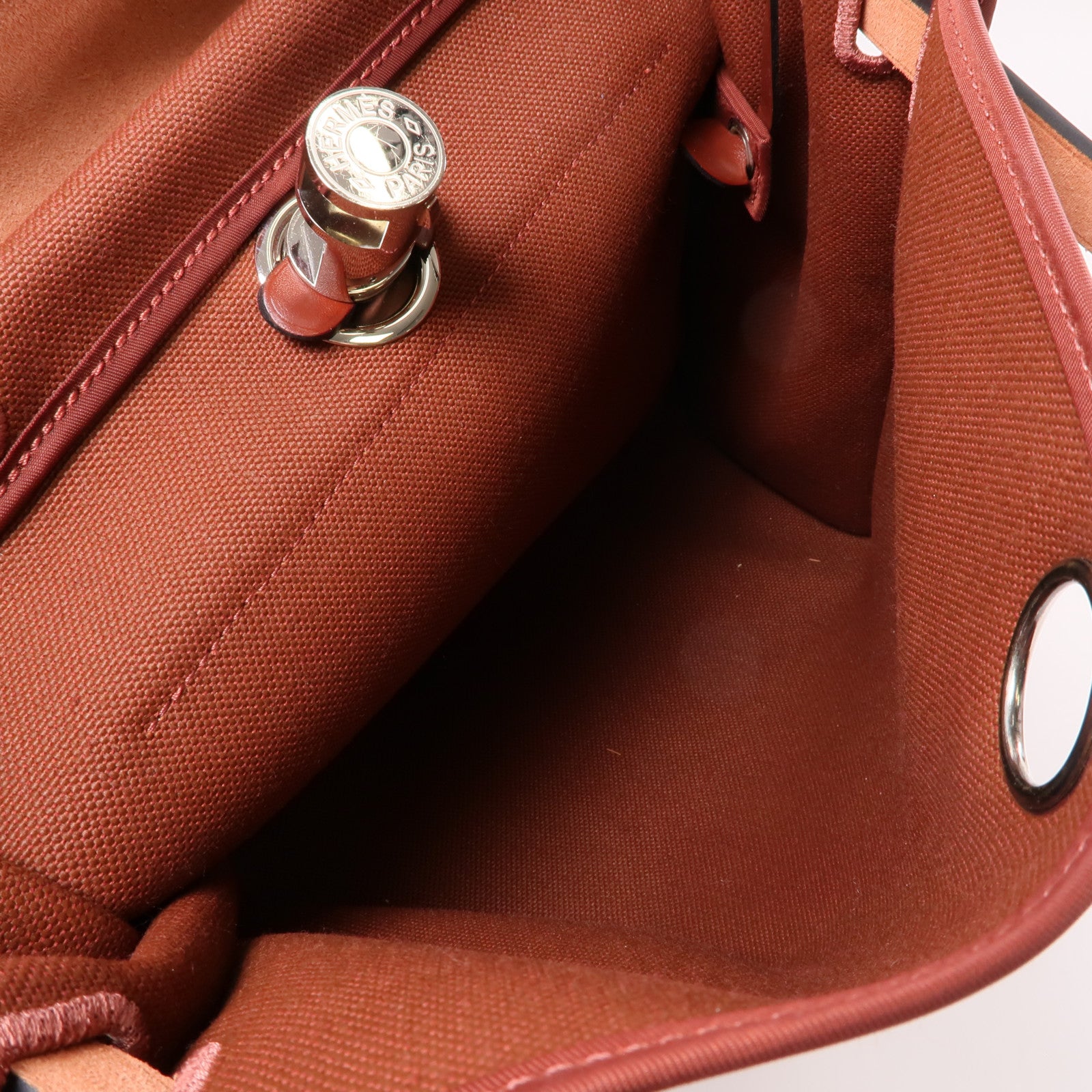 HERMES 帆布/皮革Herbag PM銀扣手挽肩背兩用袋Rouge Grenat