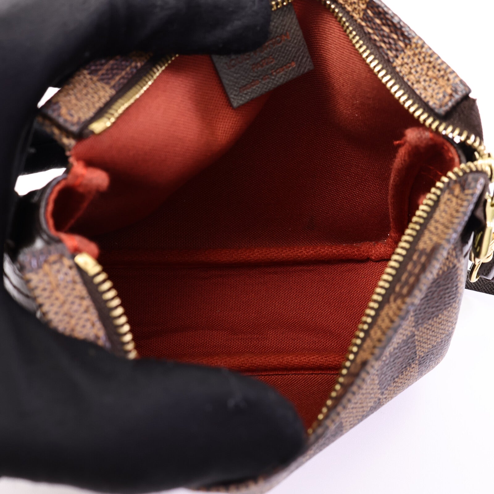LOUIS VUITTON Damier Trousse Makeup Accessory Pouch金扣手挽袋棕色