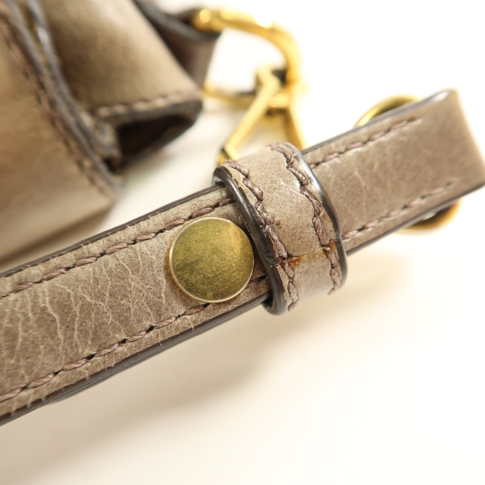 Miu Miu GHW 2 Way Shoulder Bag Calfskin Leather Brown