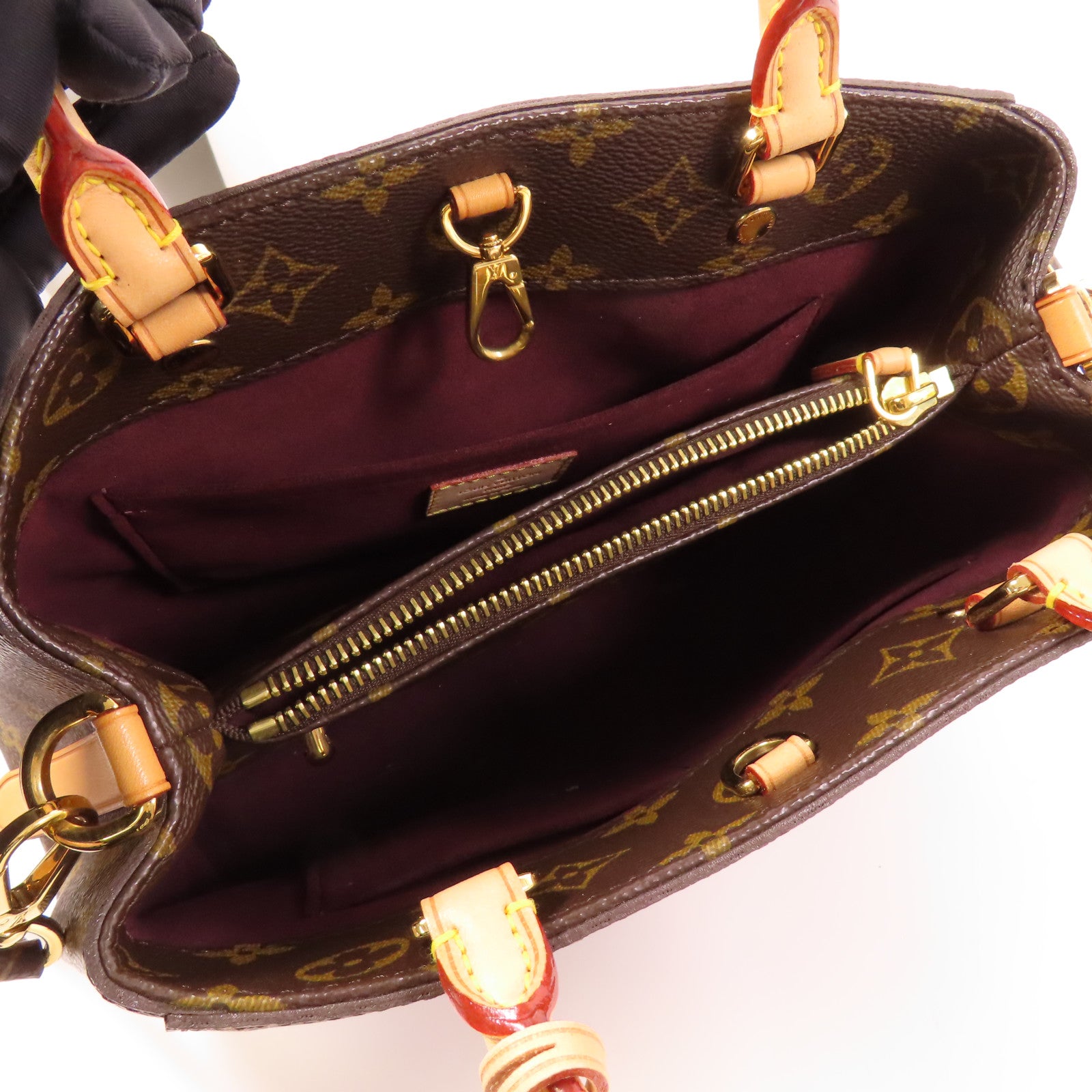LOUIS VUITTON Monogram Montaigne BB金扣手挽肩背兩用袋棕色