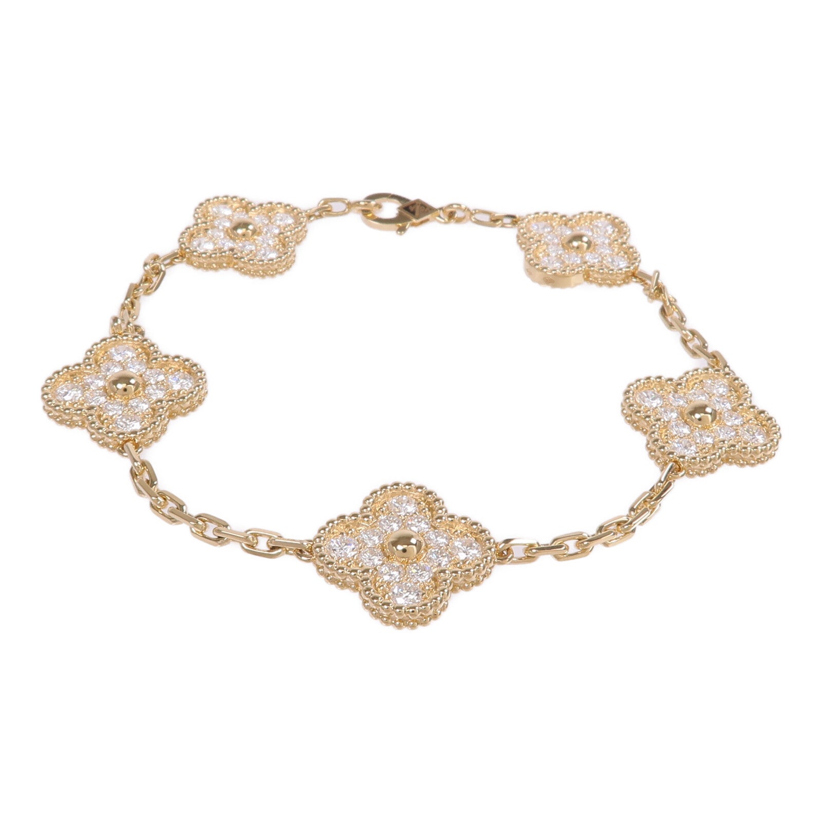 Van Cleef & Arpels 18K黃金Vintage Alhambra Bracelet 5 Motifs鑽石手鏈