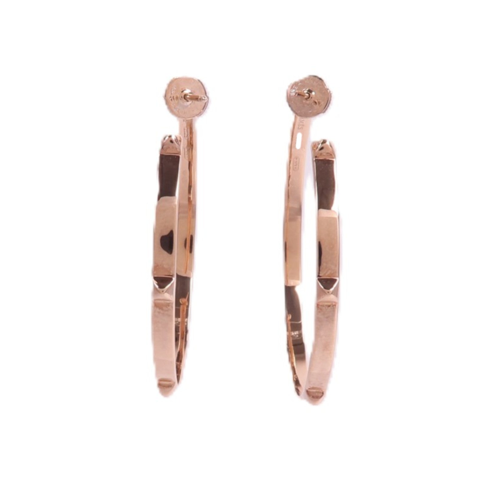 HERMES 18K玫瑰金Mini Clous Hoop Earrings耳環