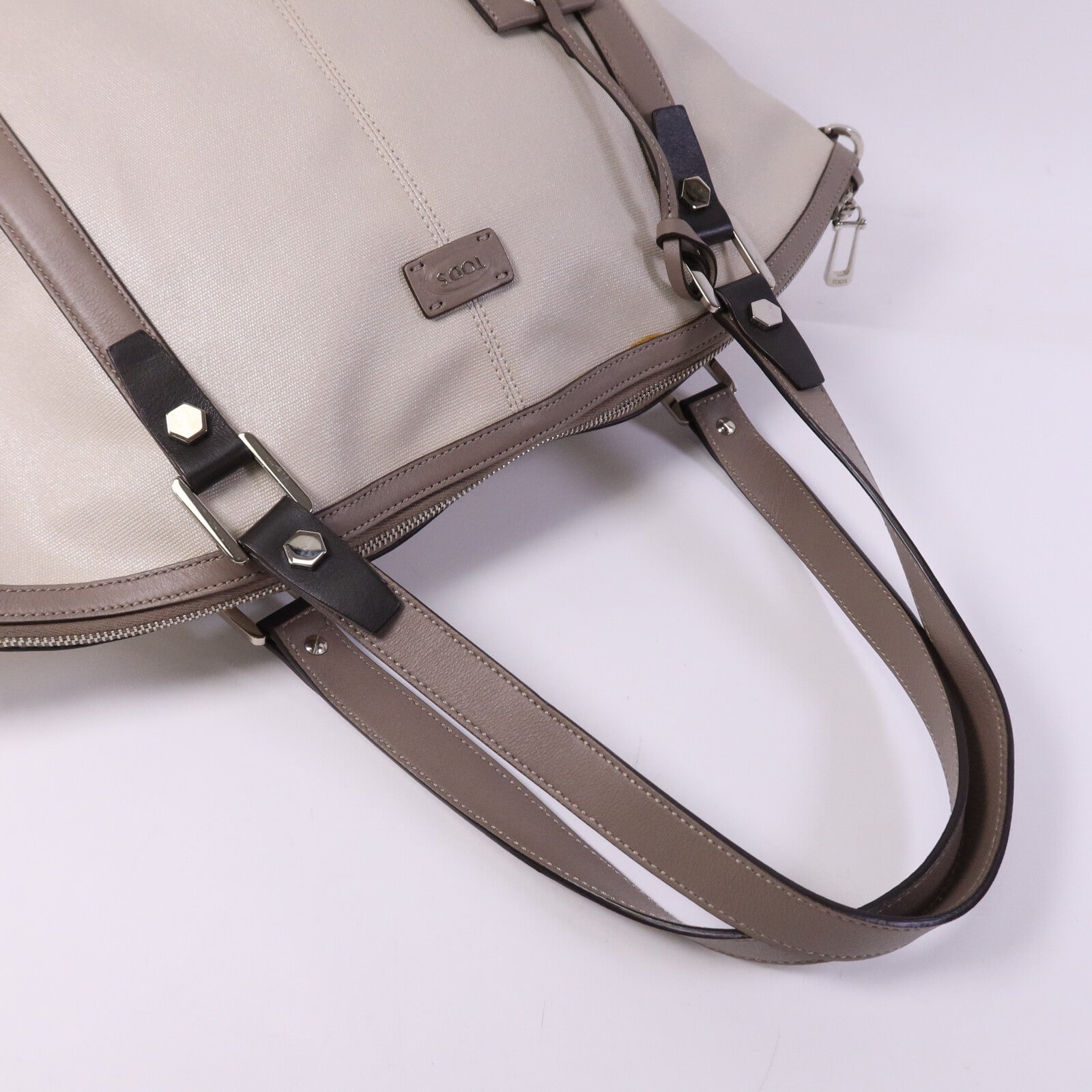 TOD'S 塗層帆布G-Line Sacca銀扣手挽肩背兩用袋