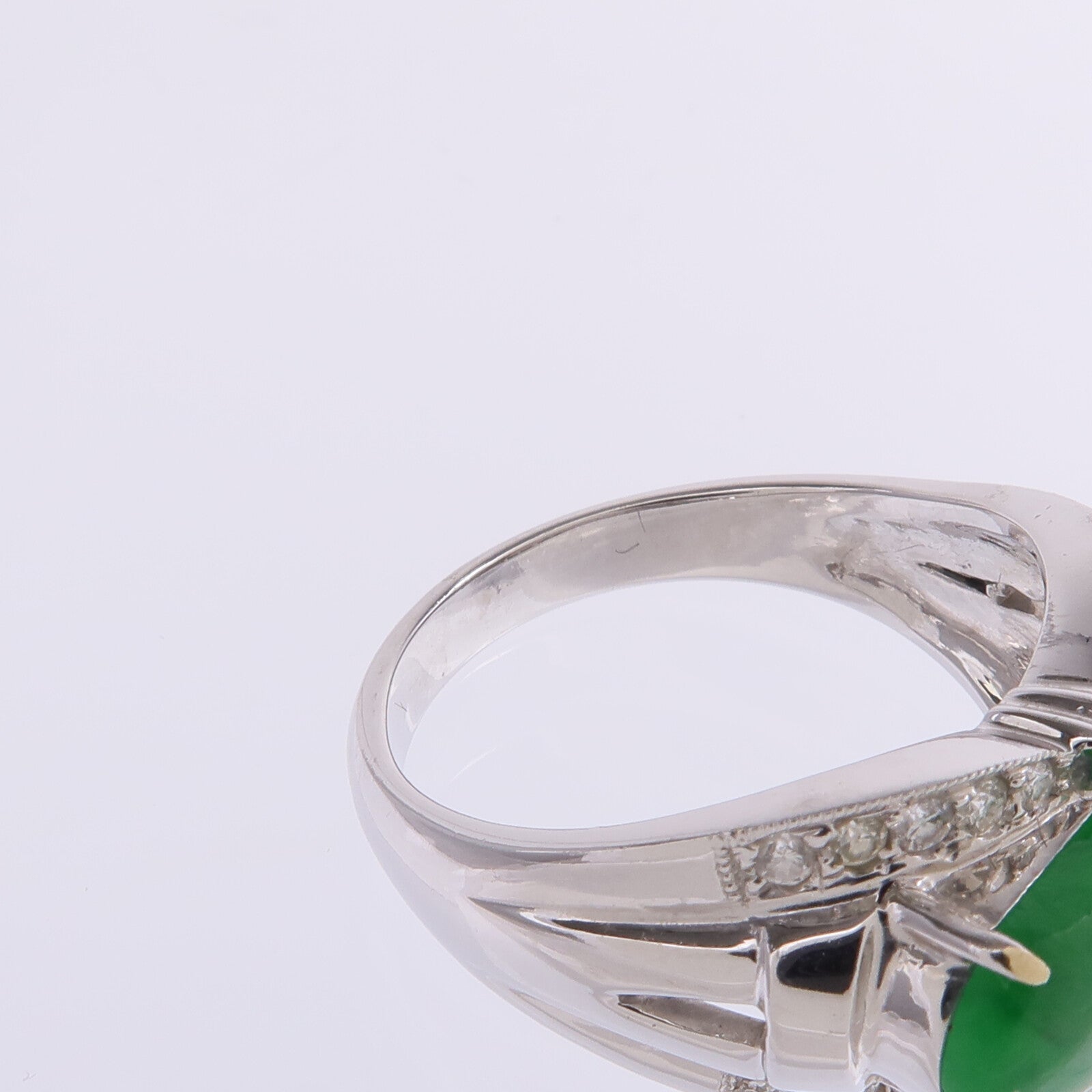 JEWELRY 18K白金Jade Diamond Ring翡翠/鑽石戒指US#6.75