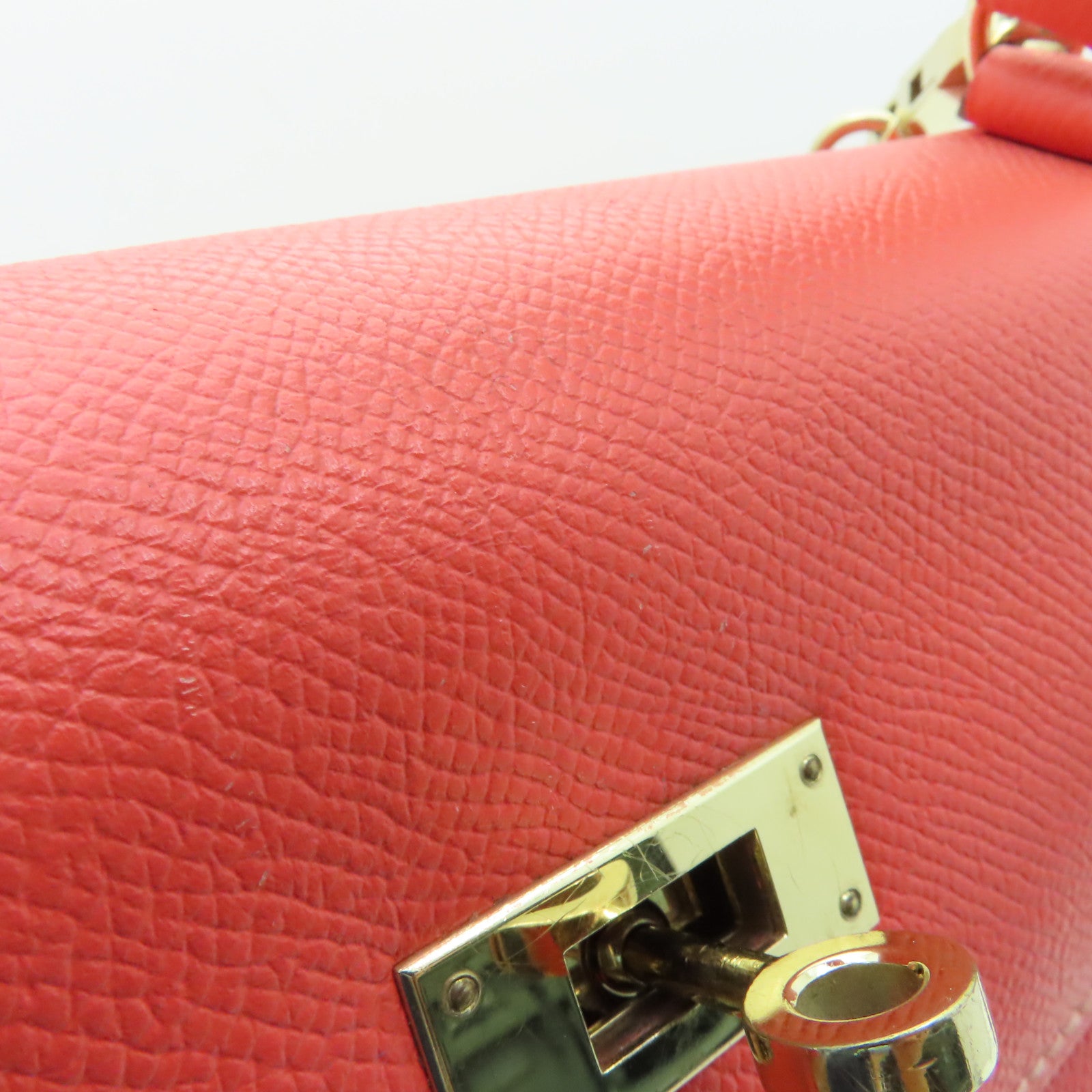 HERMES 【激減優惠】Epsom皮革Kelly 32金扣手挽肩背兩用袋Crevette粉紅色