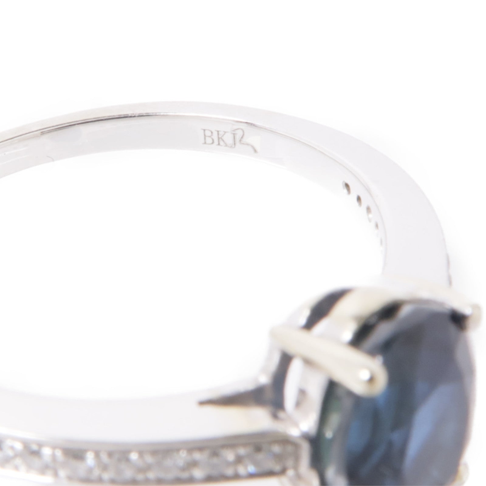 JEWELRY 18K白金Blue Sapphire/Diamond Ring藍寶石/鑽石戒指US#7.5