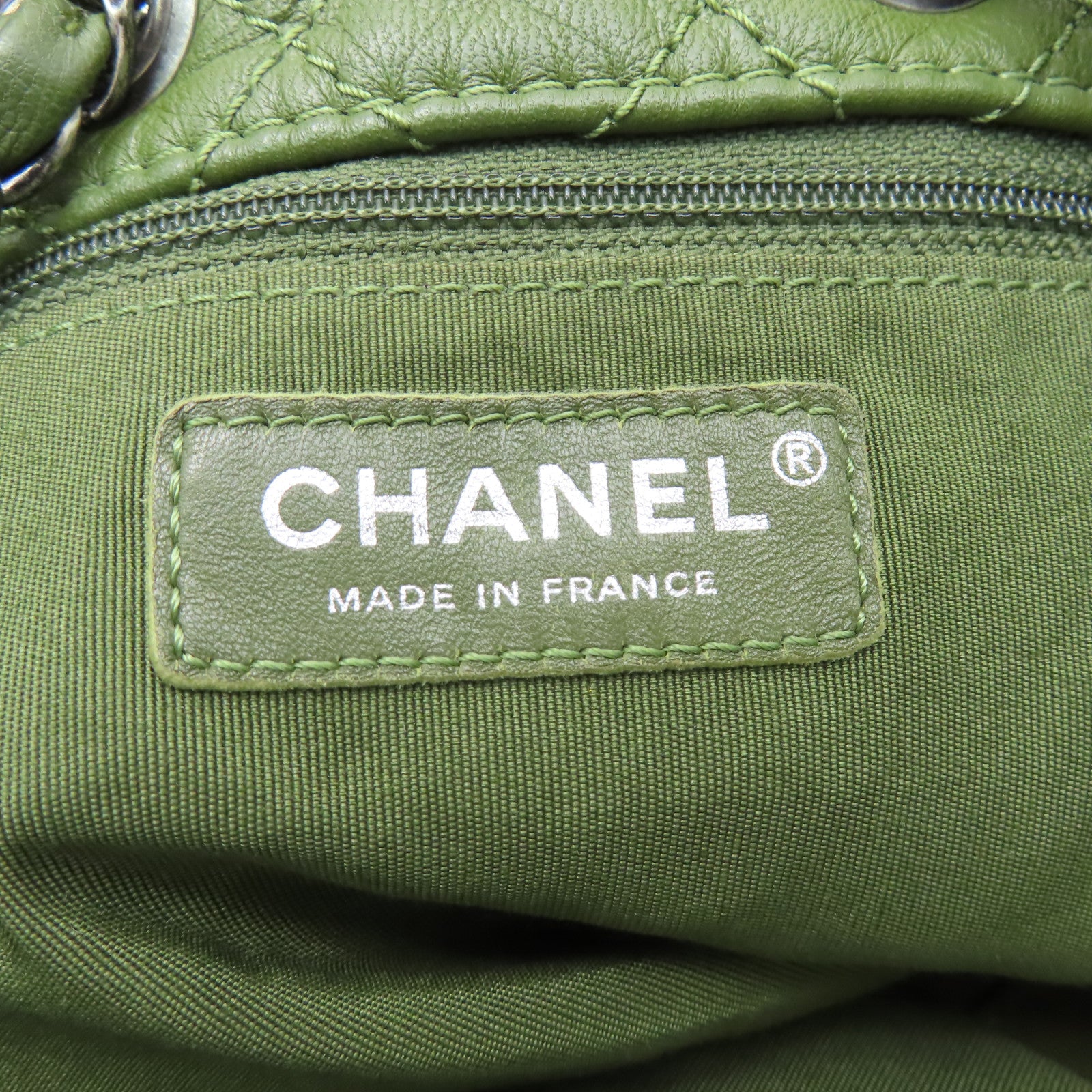 CHANEL 【激減優惠】菱格羊皮皮革Chain Shoulder銀扣鏈帶肩背袋綠色