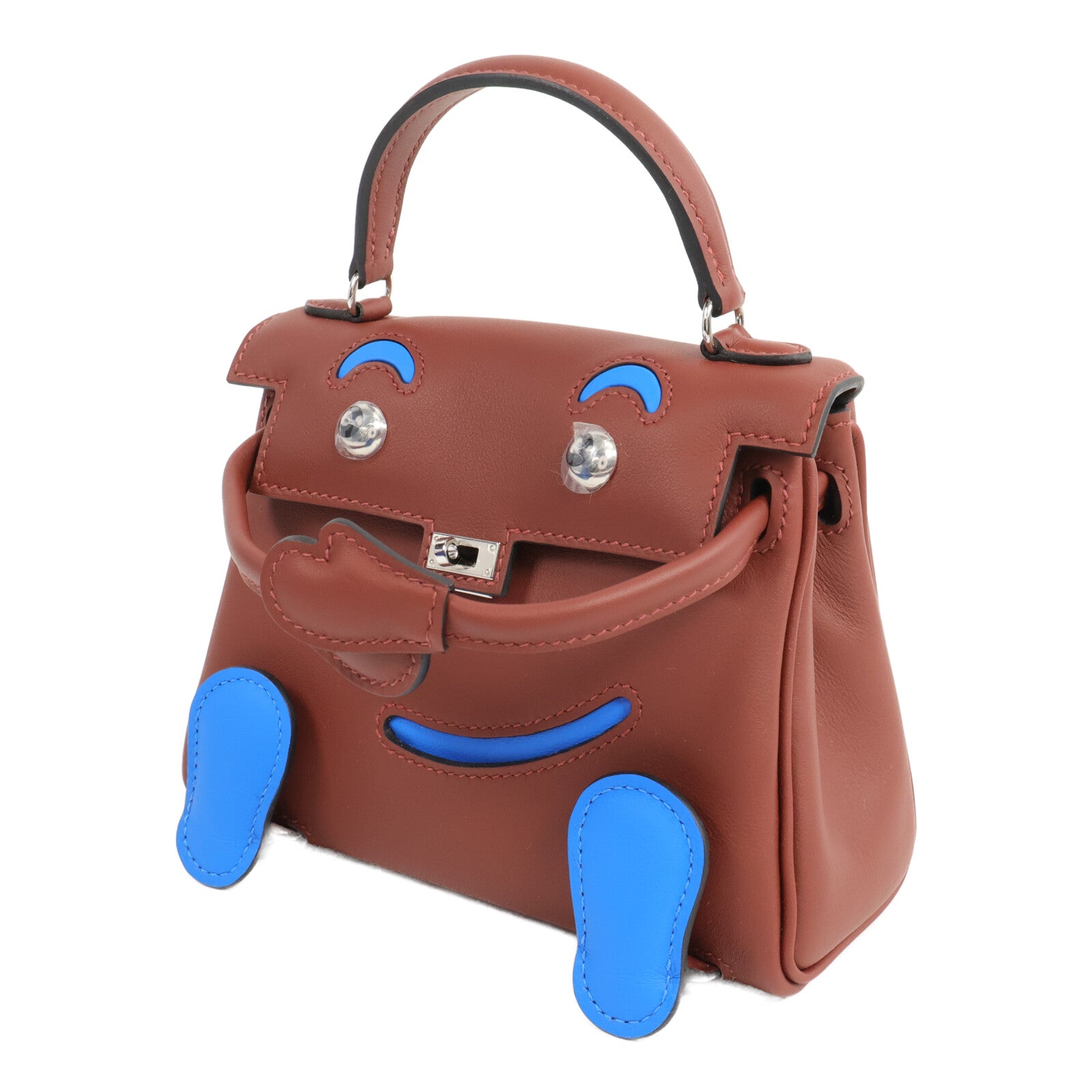 HERMES Swift皮革Kelly Doll手挽袋Rouge H/Bleu Hydra