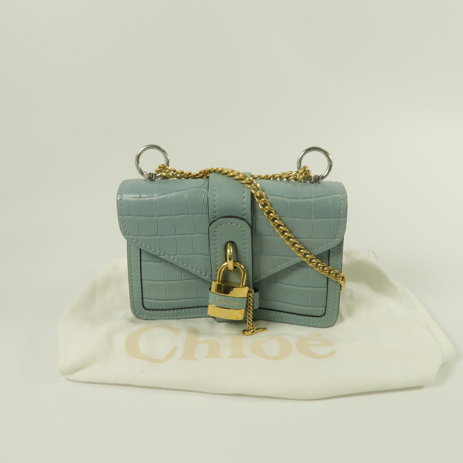 Chloe 牛皮皮革Aby Chain Shoulder鏈帶肩背袋