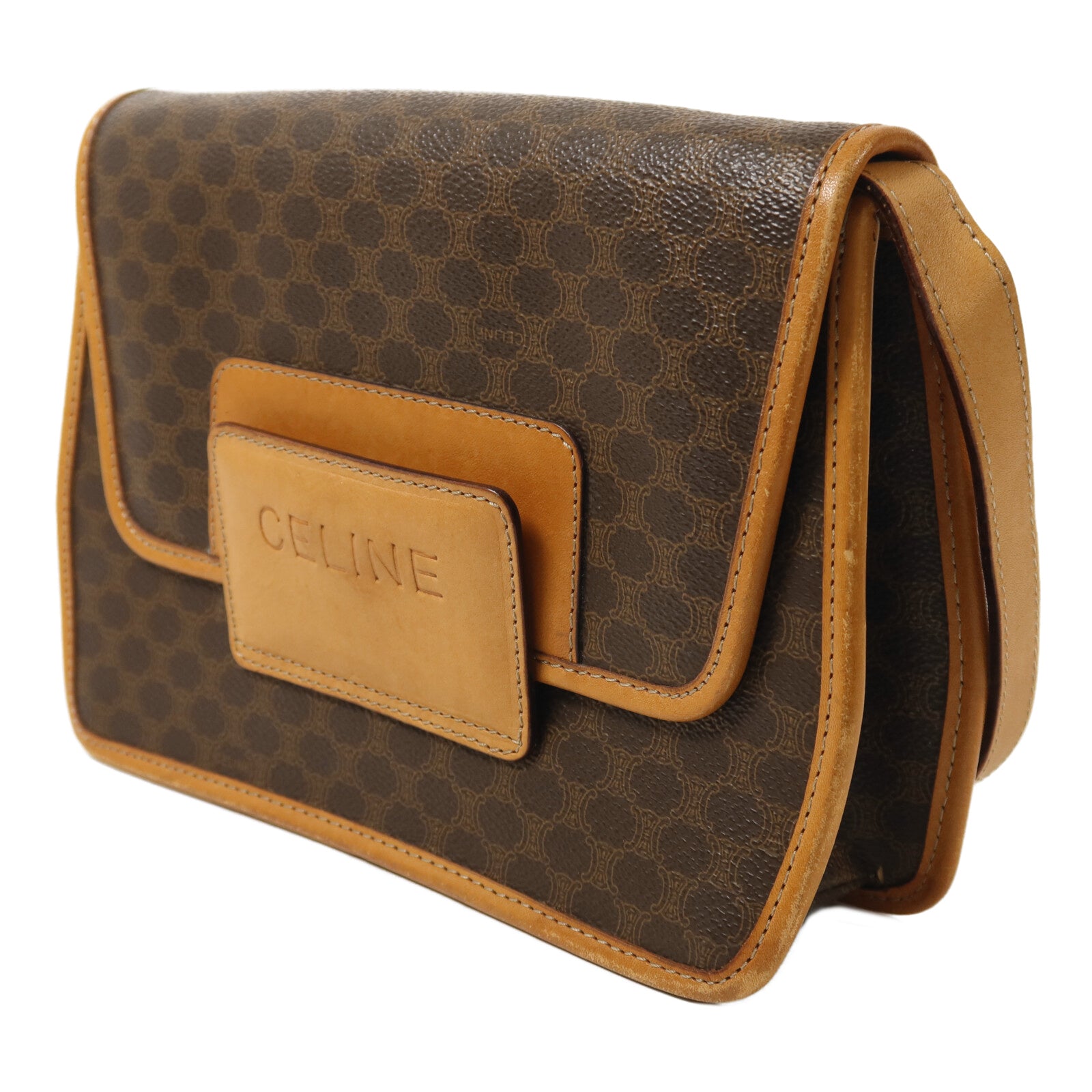 CELINE 塗層帆布Macadam金扣肩背袋