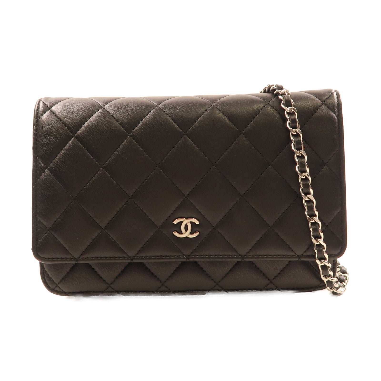 CHANEL 羊皮皮革Wallet On Chain銀扣鏈帶肩背袋