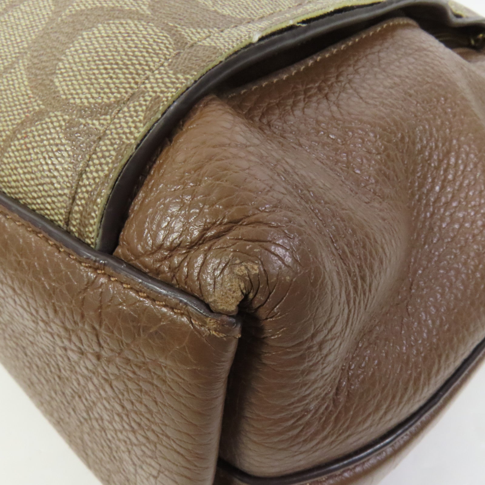 COACH 塗層帆布/牛皮皮革Shoulder Bag金扣肩背袋