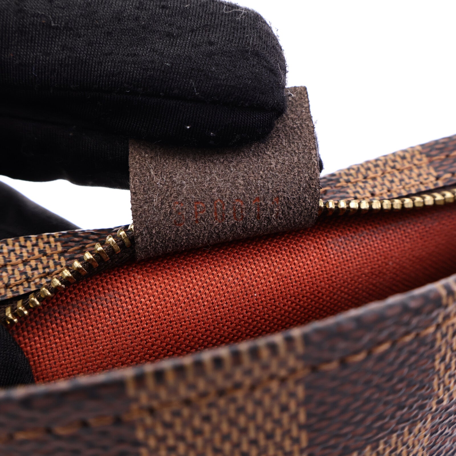 LOUIS VUITTON Damier Trousse Makeup Accessory Pouch金扣手挽袋棕色