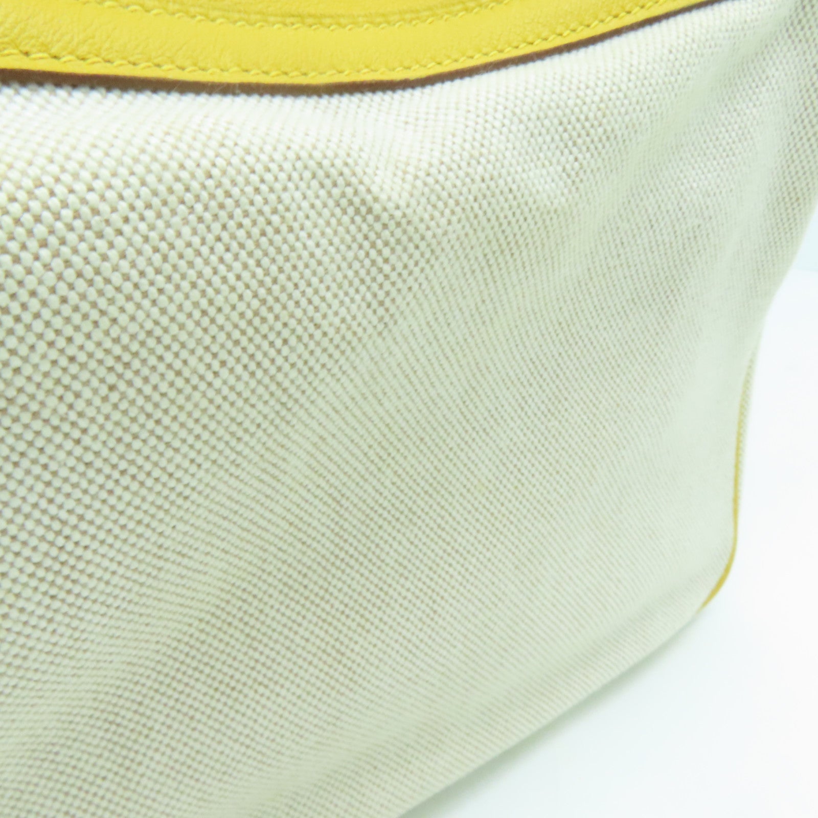 HERMES Cowhide Leather Canvas Lindy 30 Silver Button Handle Bag Beige/Yellow