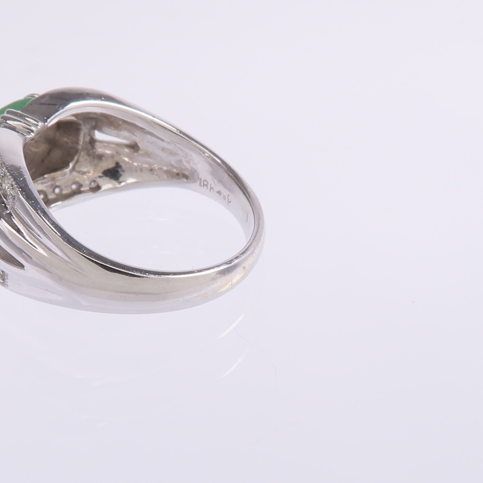 JEWELRY 18K白金Jade Diamond Ring翡翠/鑽石戒指US#6.75