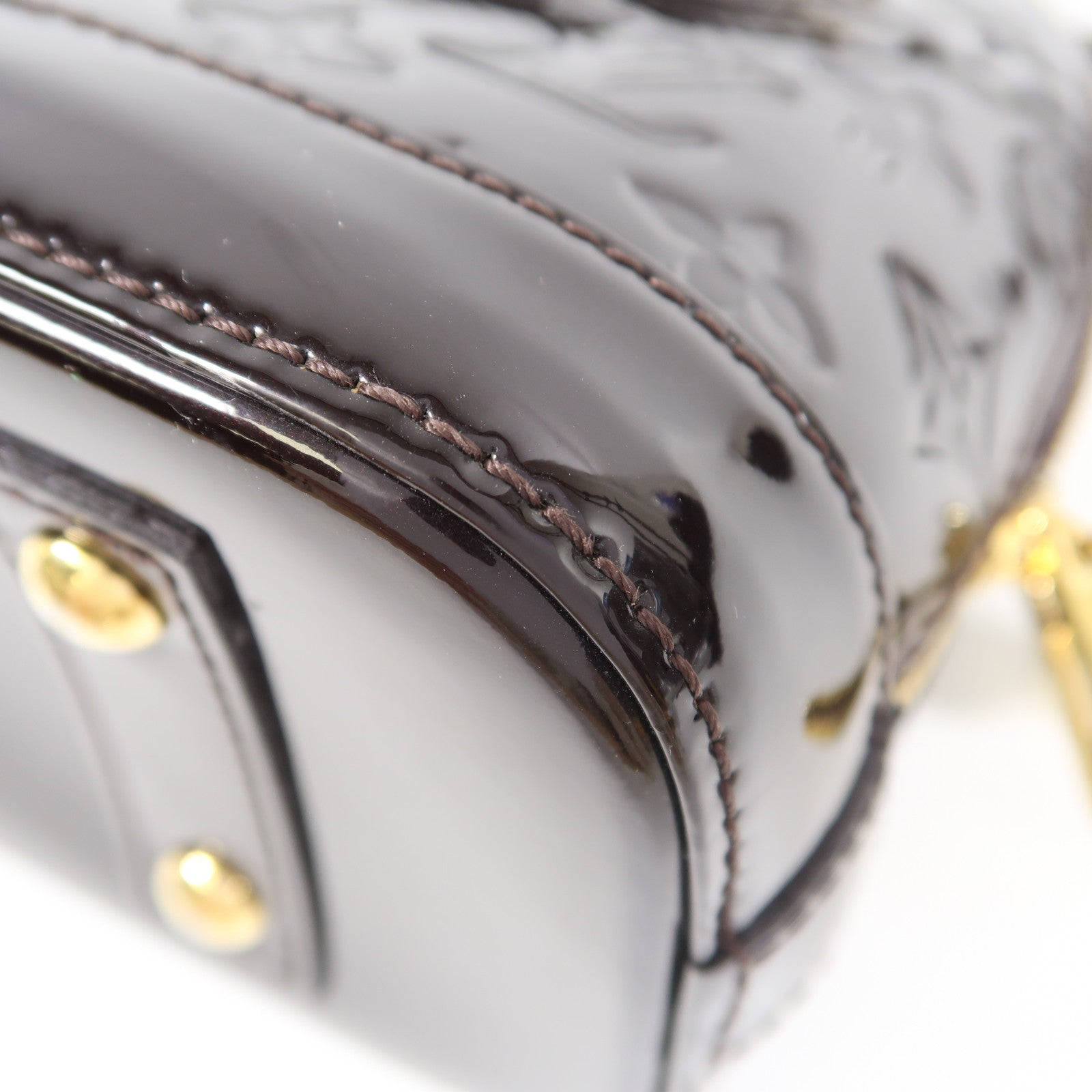 LOUIS VUITTON Monogram Vernis Alma BB金扣手挽肩背兩用袋酒紅色